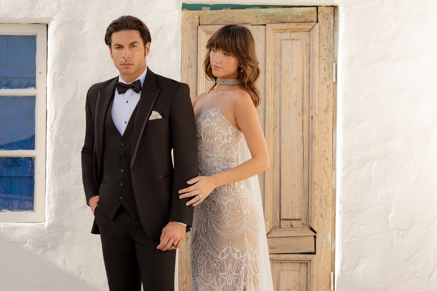 "The Colin" Men's Slim Fit Black 3 Piece 1 Button Peak Tuxedo