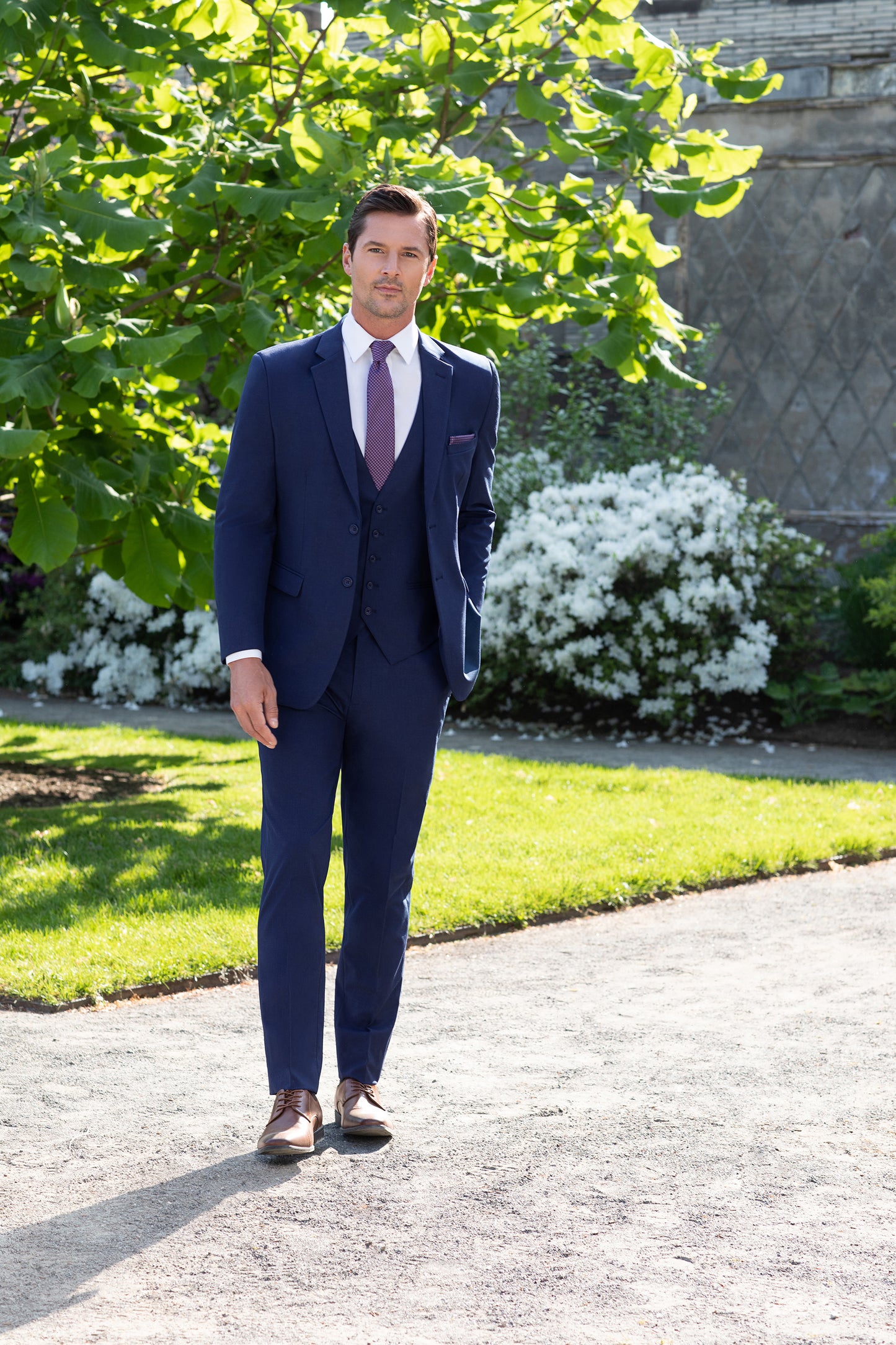 "The Dawson" Men's Slim Fit Navy Blue 3 Piece Suit