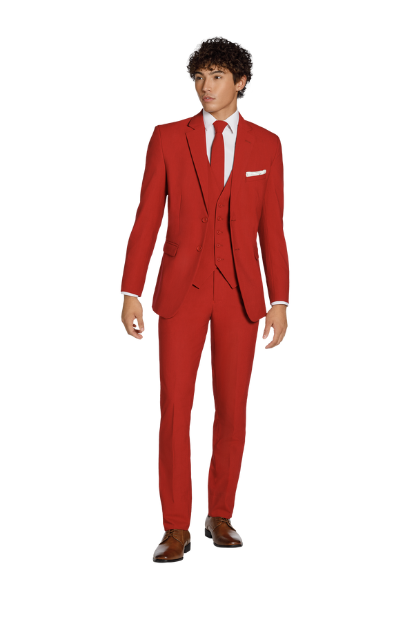 "The Metro" Men's Slim Fit Red 3 Piece Suit