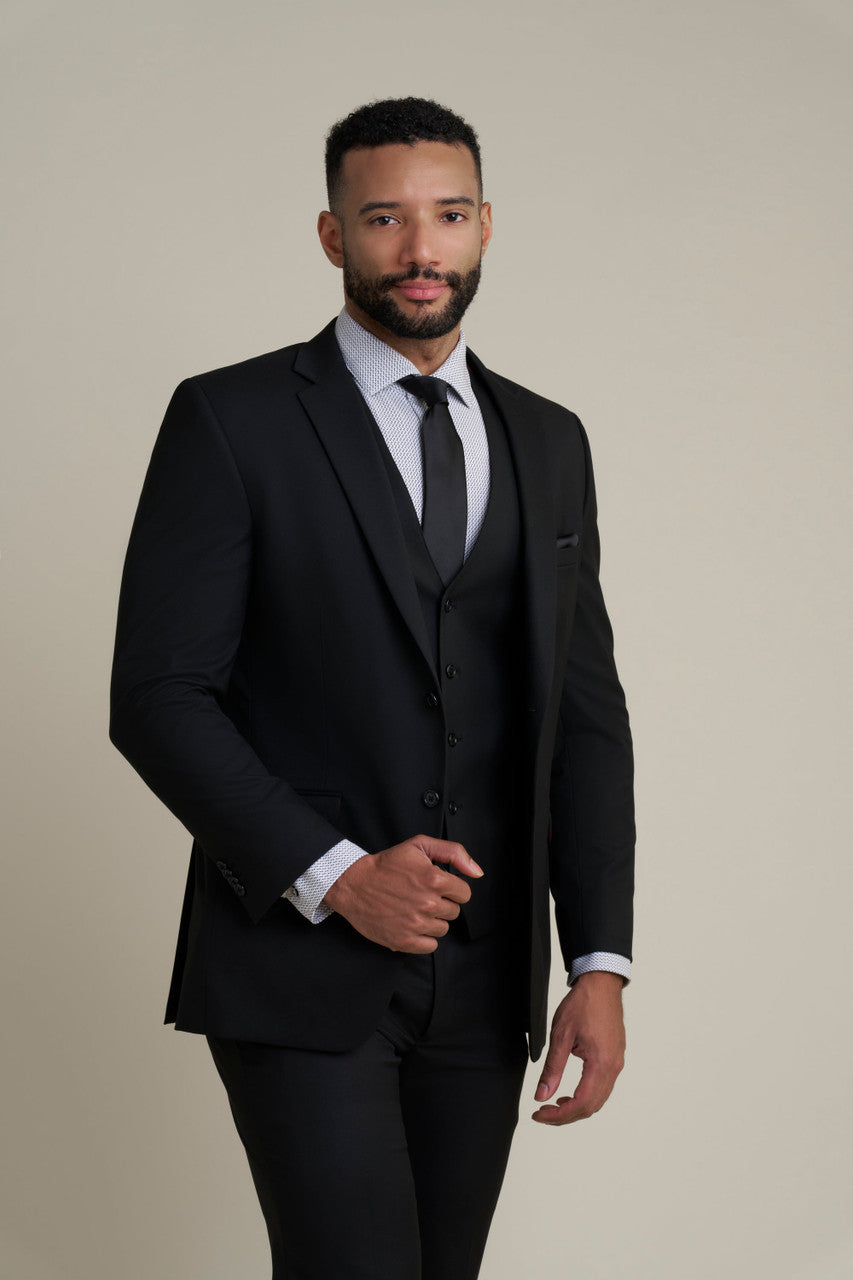 "Performance Stretch" Men's Slim Fit Black 3 Piece Suit