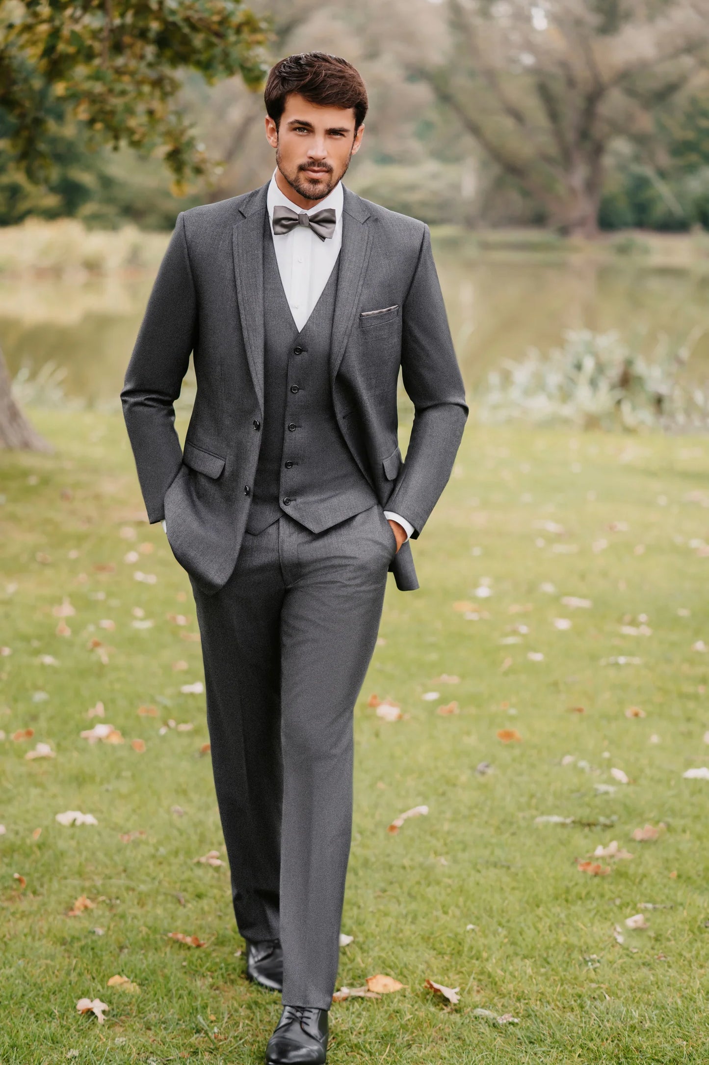 "The Ridge" Men's Slim Fit Graphite 3 Piece Suit