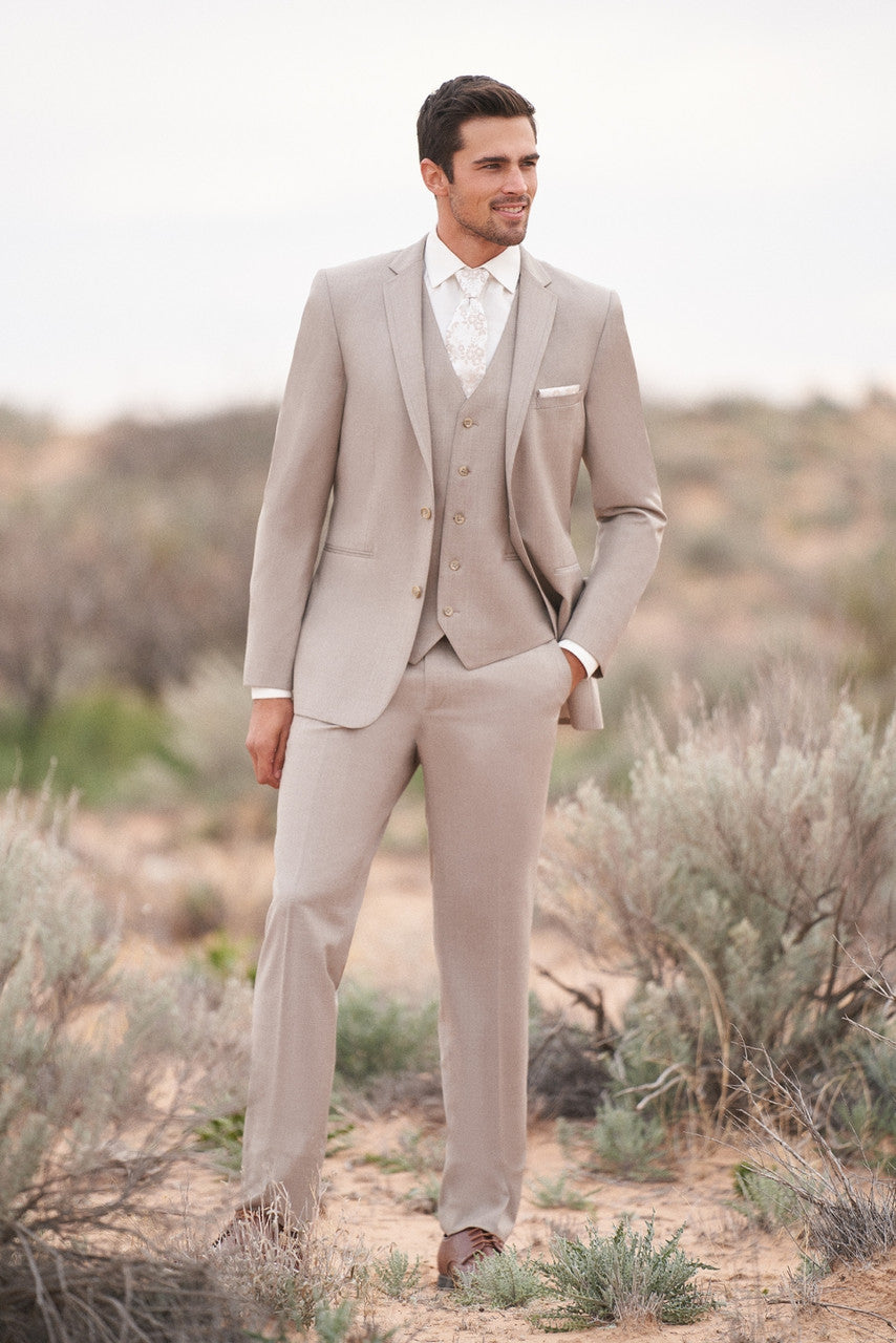 Traje ajustado Mark of Distinction, color camel, para bodas y bailes de graduación, opciones de tres piezas