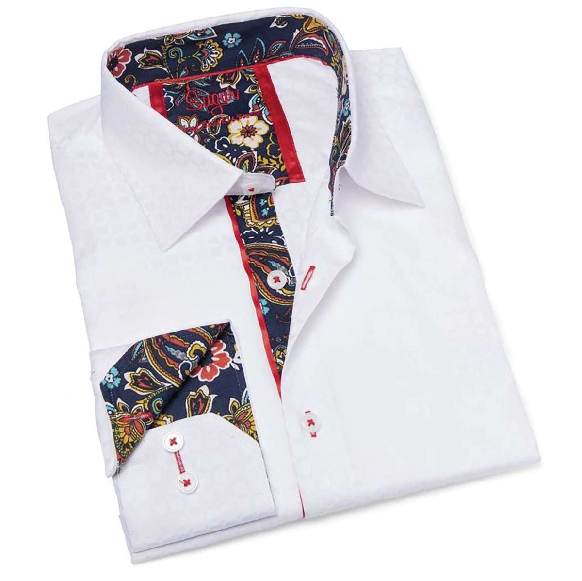 white christmas dresses Men's White Dress Shirt | Geometric & Floral Design