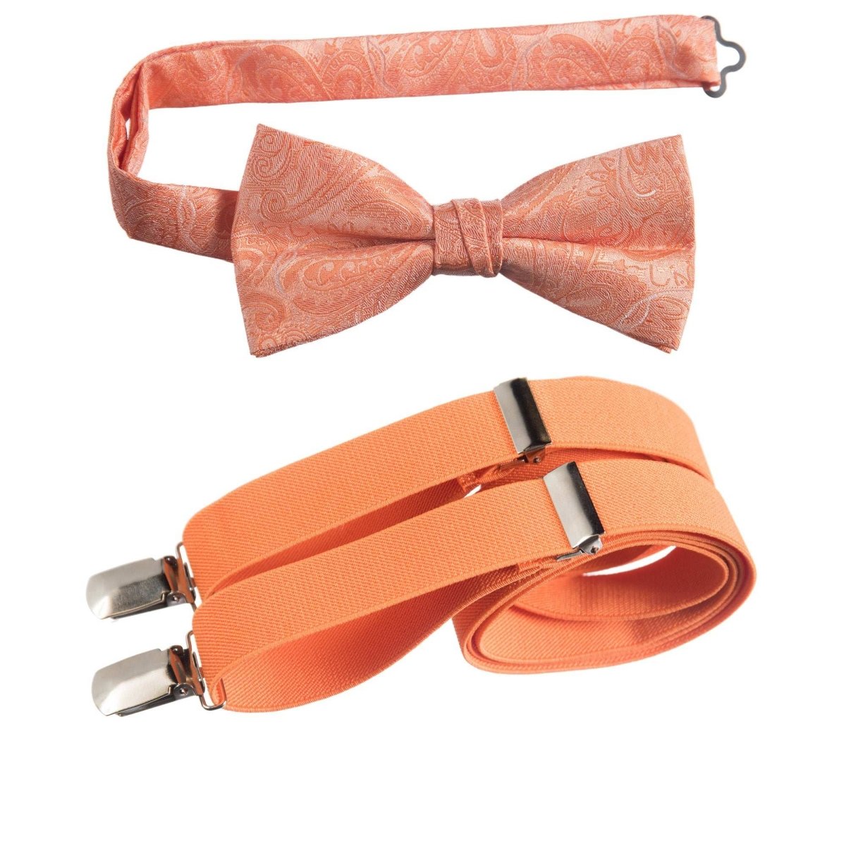 Self Tie Bow Tie Paisley Jacquard and Adjustable Stretch Suspender Sets - Tuxgear