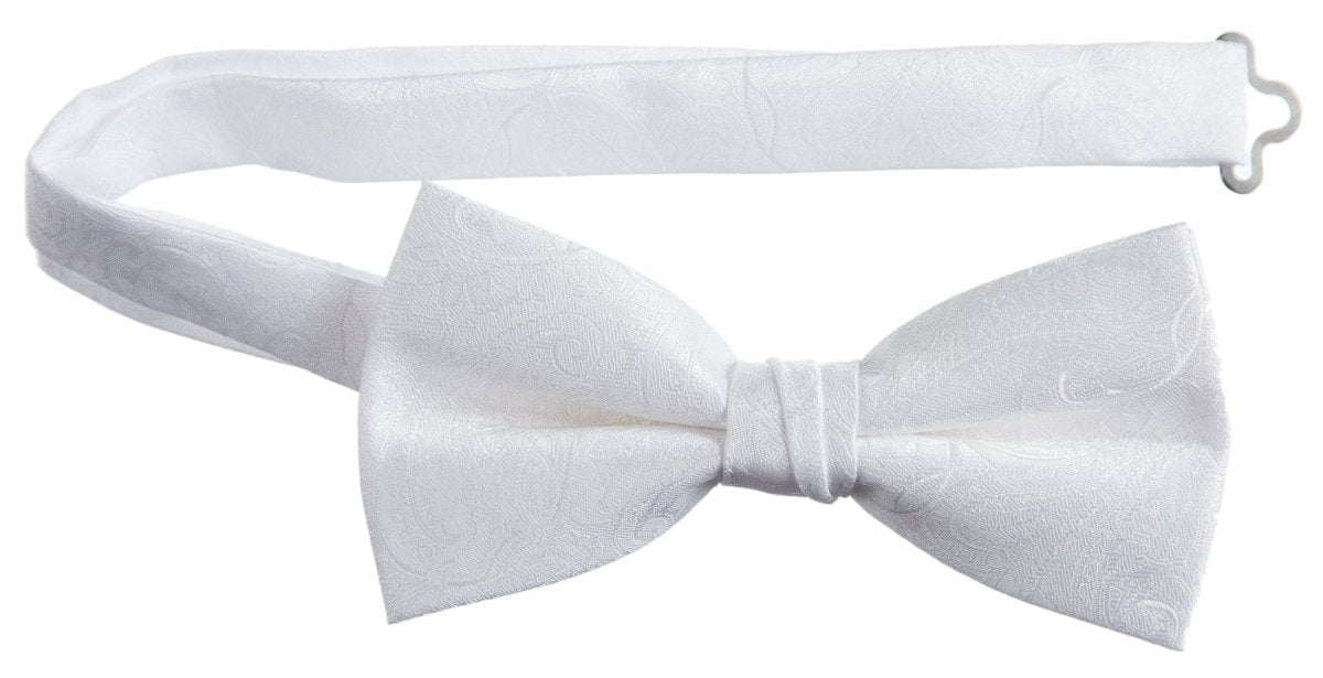 Pre - tied Adjustable Bow Tie of Satin Paisley Jacquard - Tuxgear