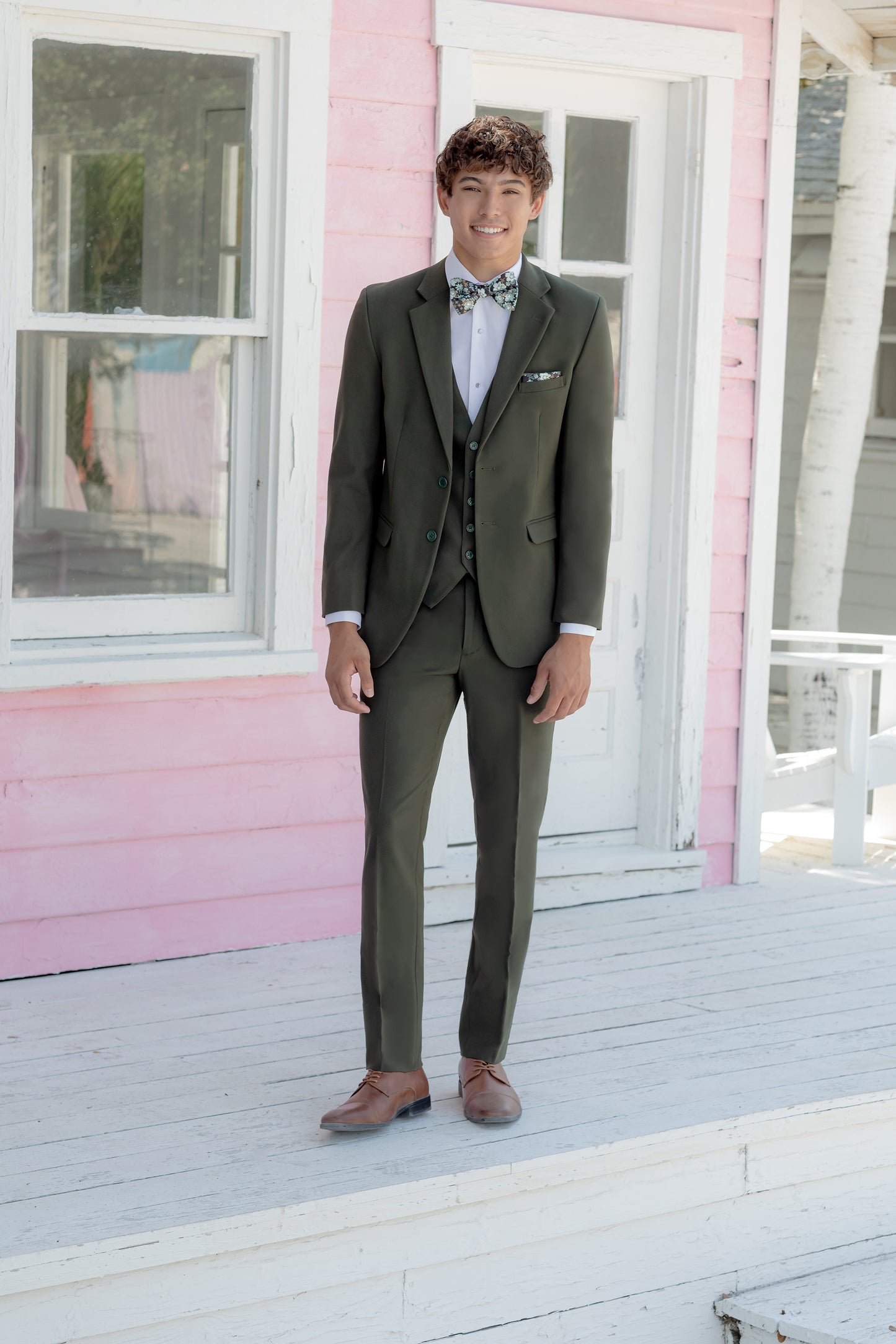 "The Metro" Men's Slim Fit OD Green 3 Piece Suit