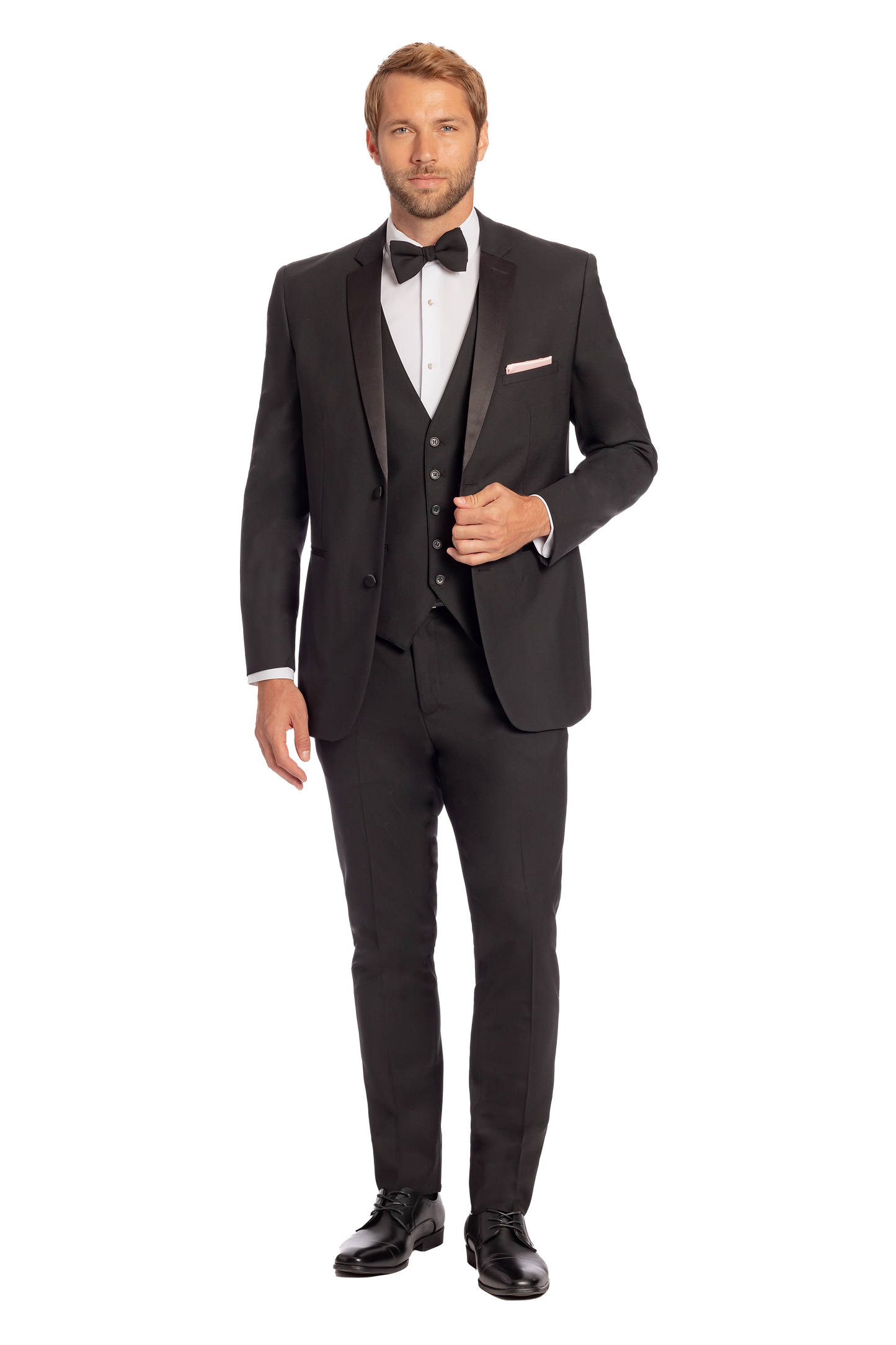 "The Dawson" Men's Slim Fit Black 3 Piece 2 Button Notch Tuxedo