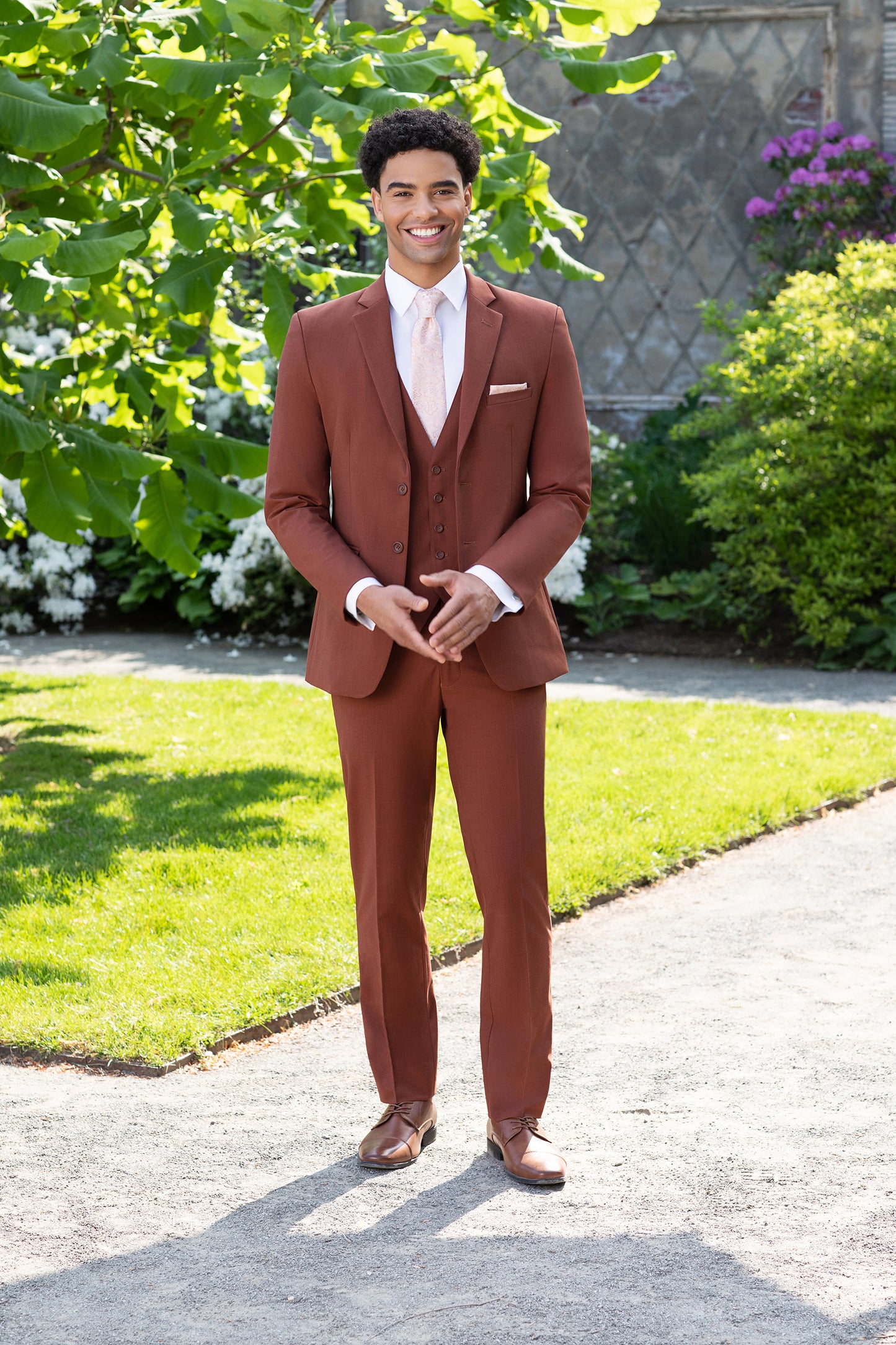 "The Metro" Men's Slim Fit Rust 3 Piece Suit