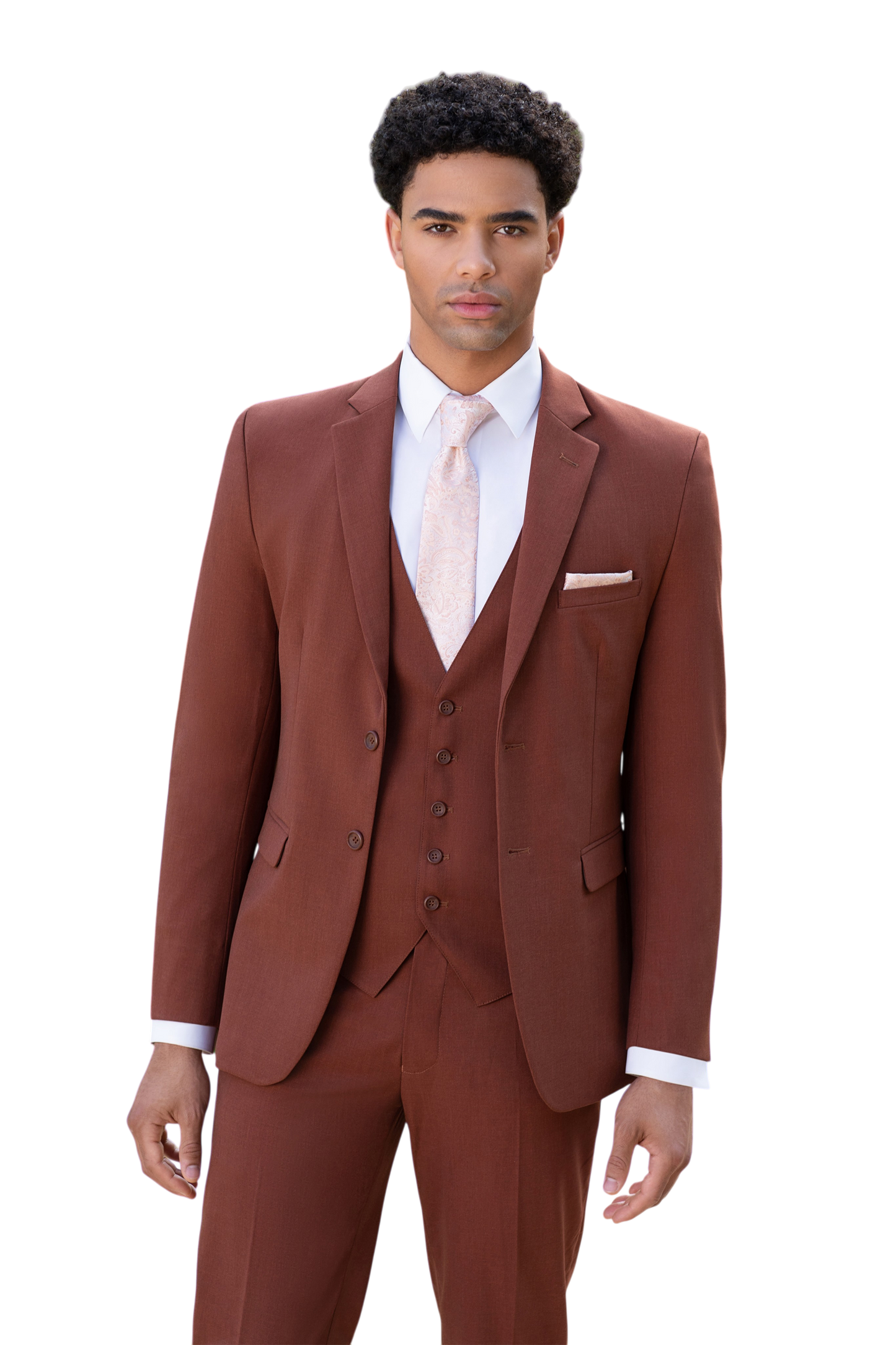 "The Metro" Men's Slim Fit Rust 3 Piece Suit