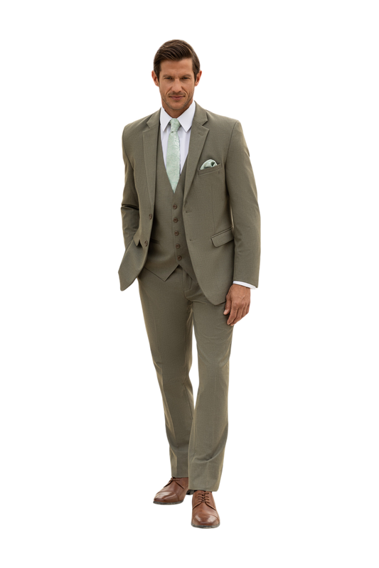 "The Metro" Men's Slim Fit Sage Green 3 Piece Suit