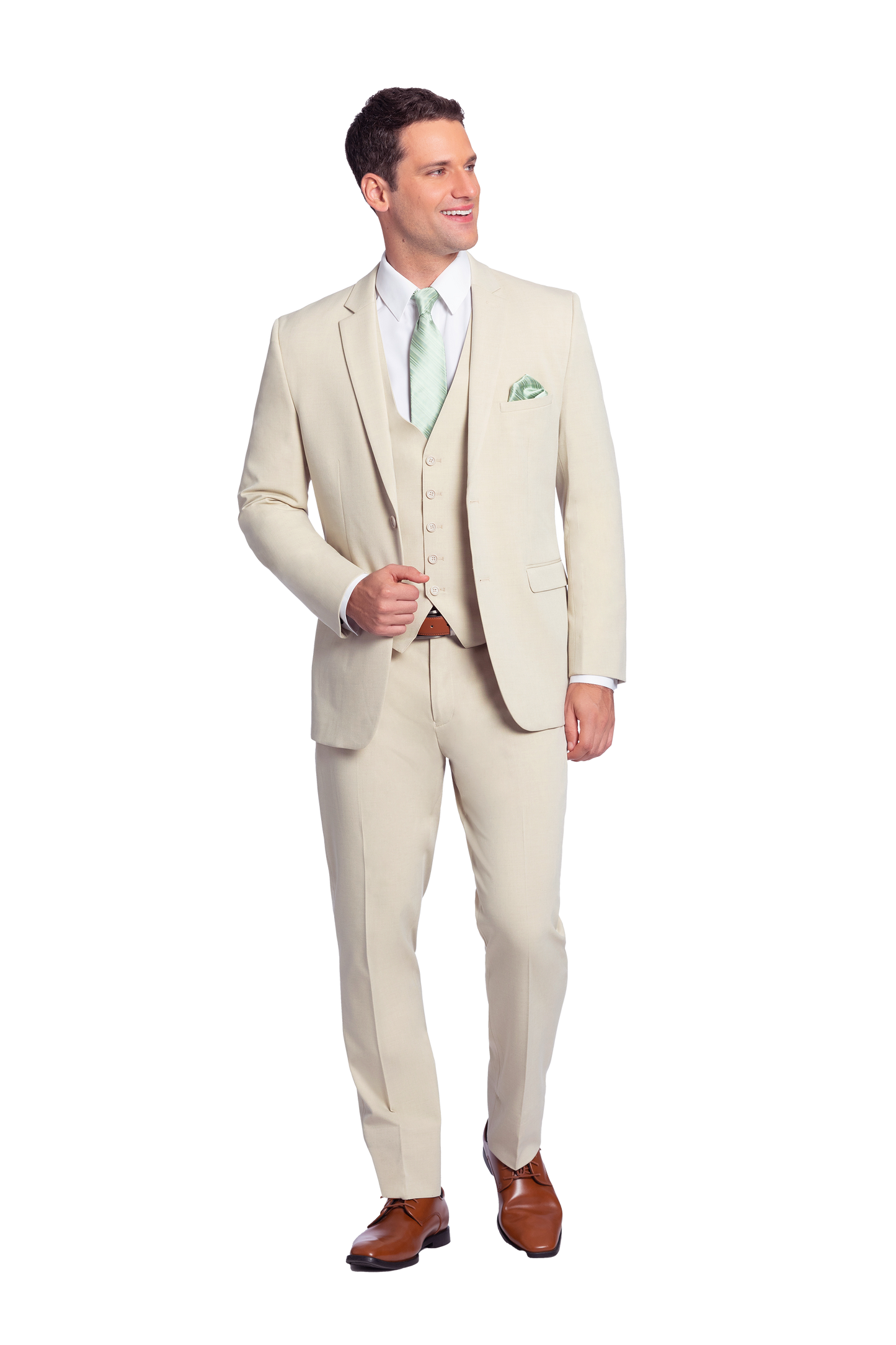"The Metro" Men's Slim Fit Tan 3 Piece Suit