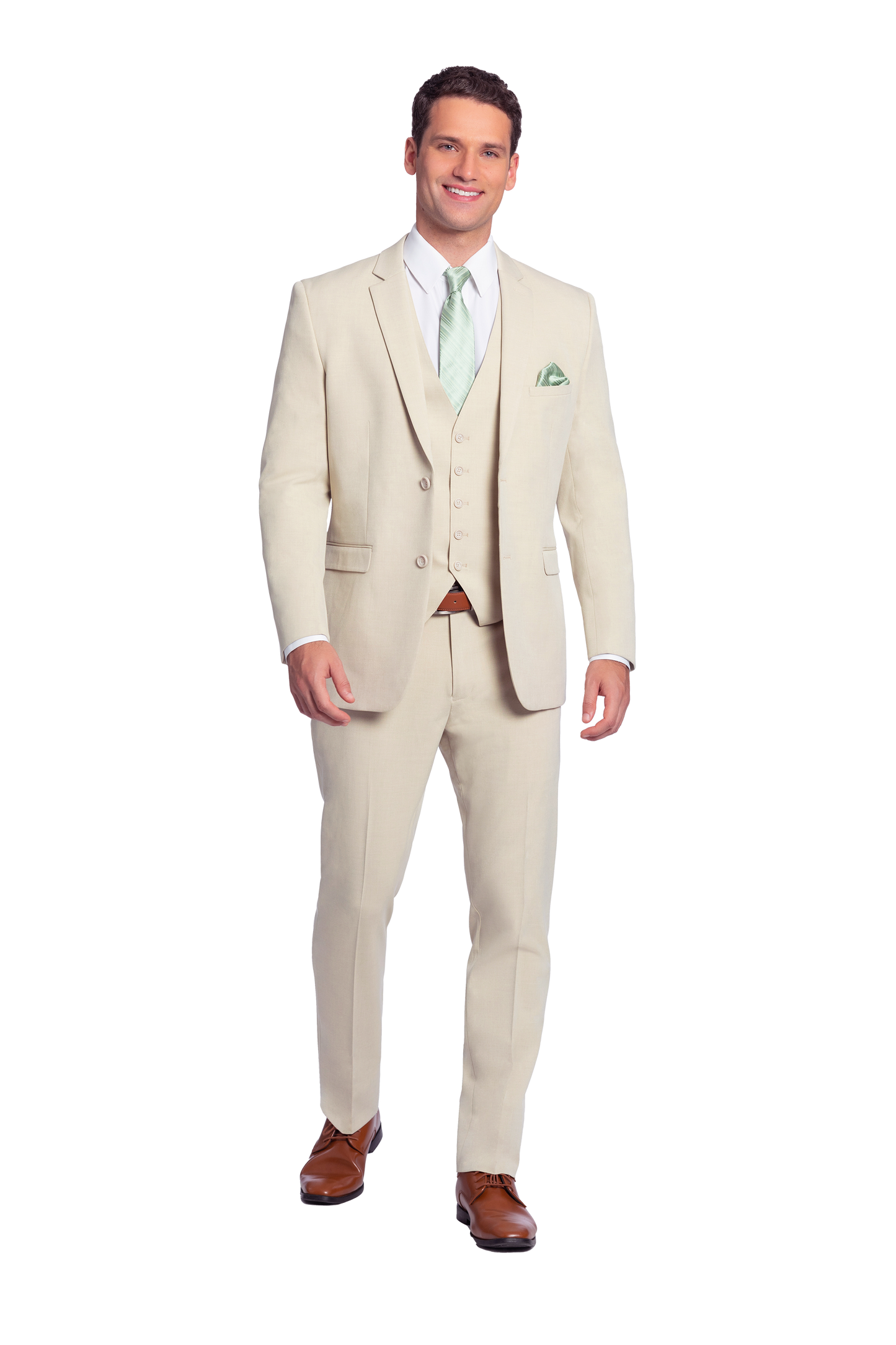 "The Metro" Men's Slim Fit Tan 3 Piece Suit