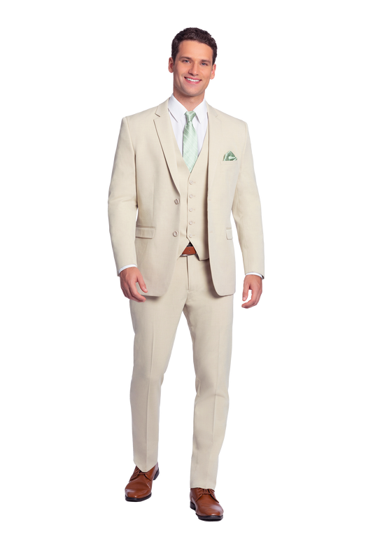 "The Metro" Men's Slim Fit Tan 3 Piece Suit