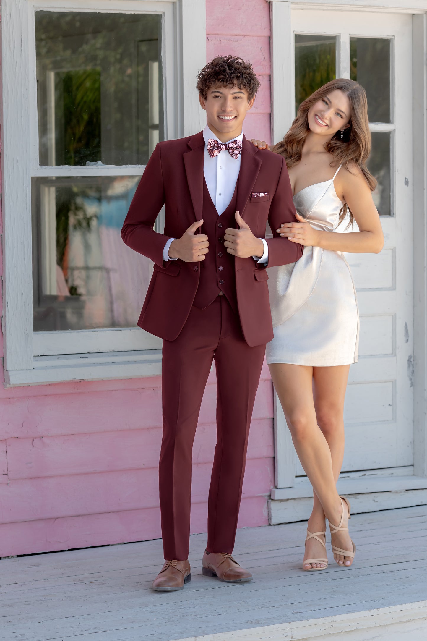 Traje ajustado Mark of Distinction, color camel, para bodas y bailes de graduación, opciones de tres piezas