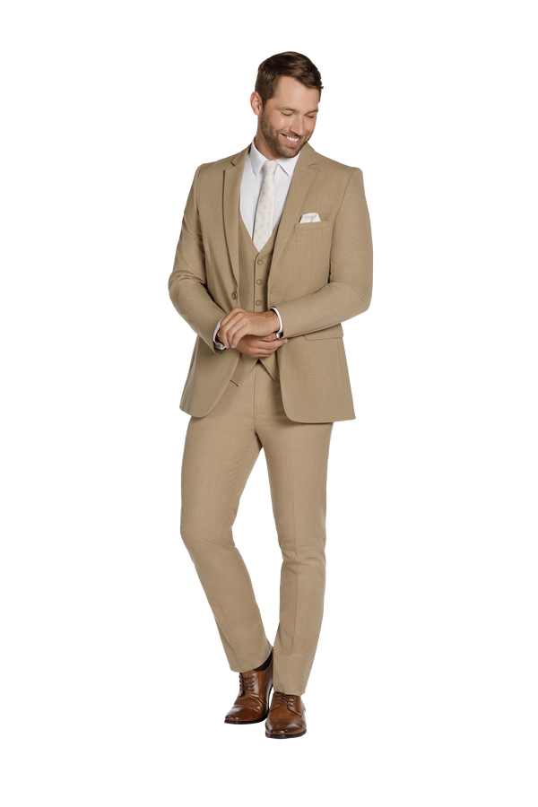 Traje ajustado Mark of Distinction, color camel, para bodas y bailes de graduación, opciones de tres piezas