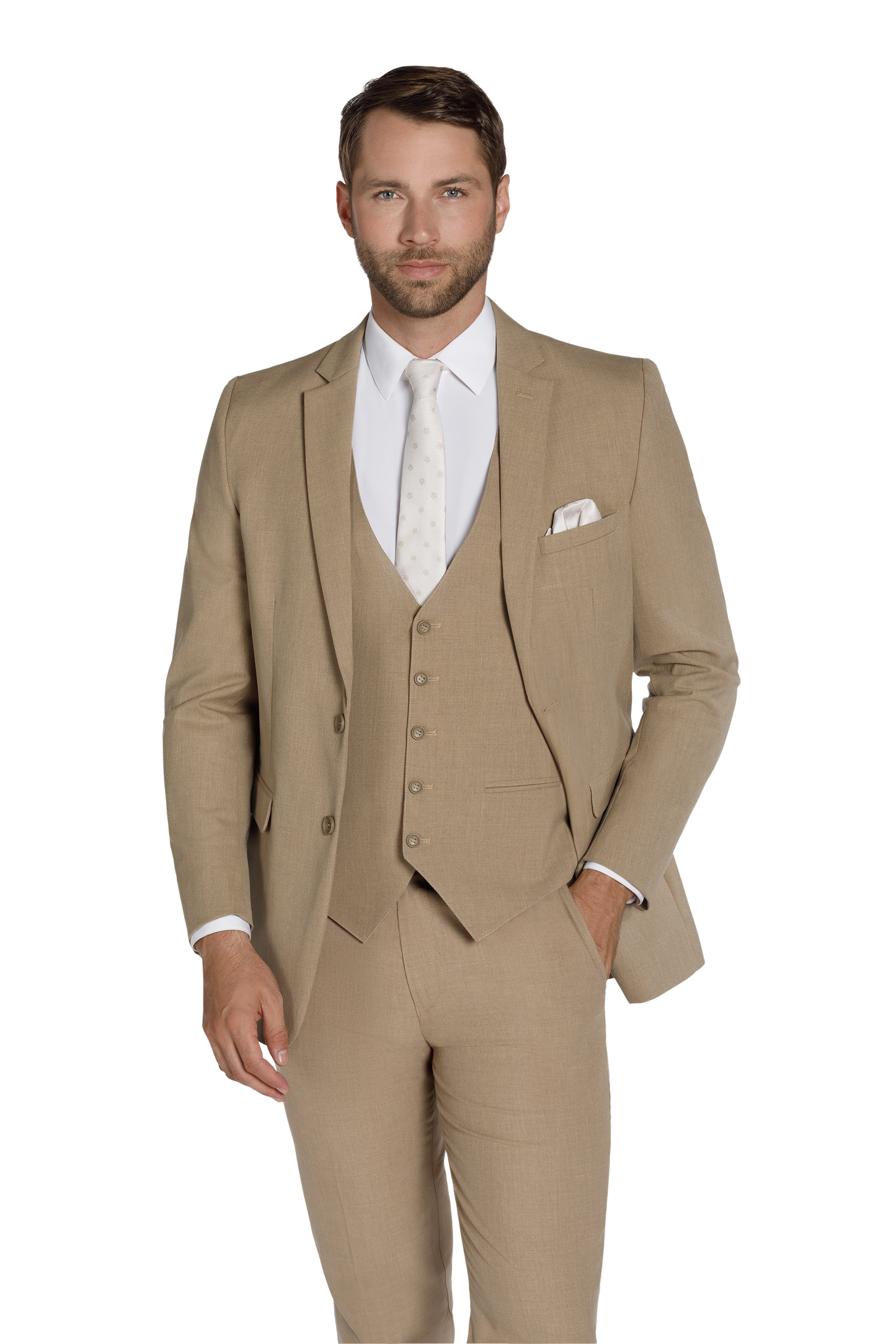 Traje ajustado Mark of Distinction, color camel, para bodas y bailes de graduación, opciones de tres piezas