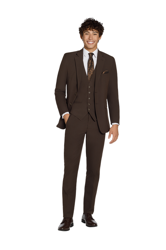 "The Metro" Men's Slim Fit Chocolate Brown 3 Piece Suit