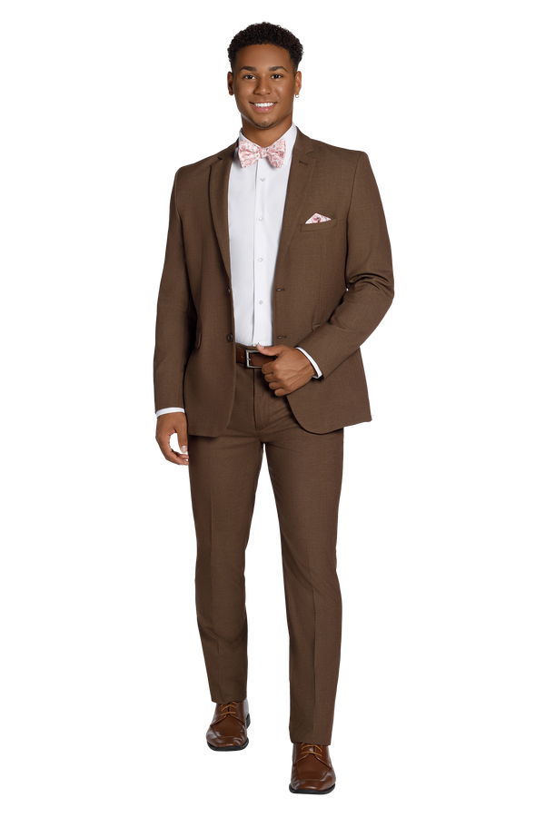 Traje ajustado Mark of Distinction, color camel, para bodas y bailes de graduación, opciones de tres piezas