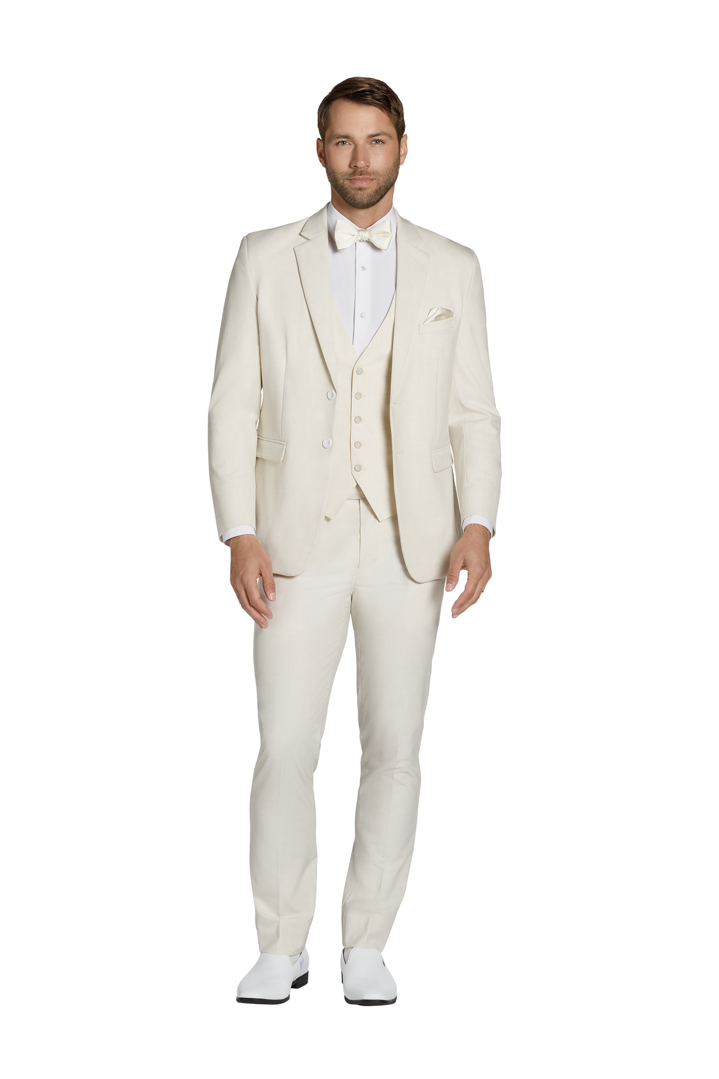 "The Metro" Men's Slim Fit Creme 3 Piece Suit