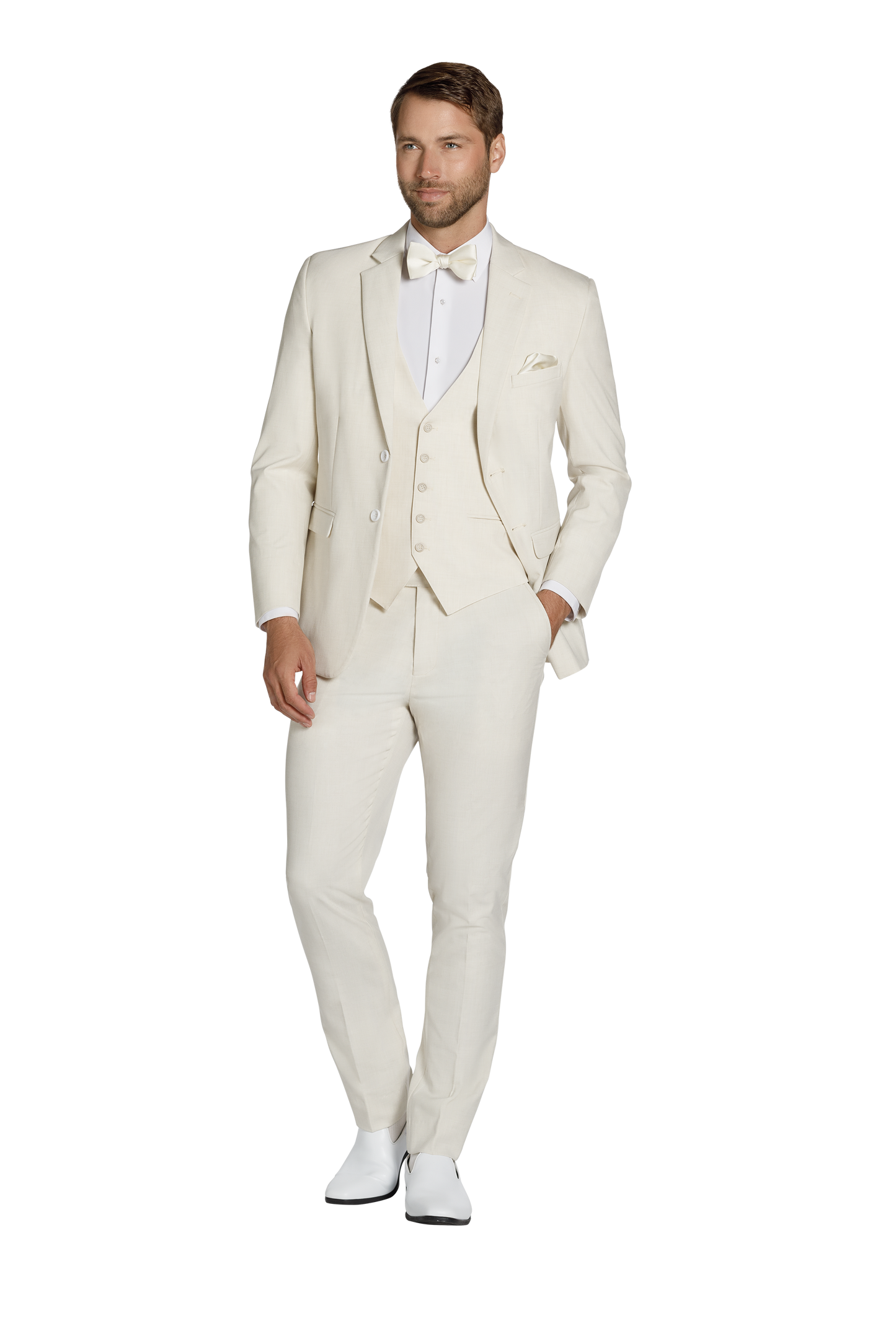 "The Metro" Men's Slim Fit Creme 3 Piece Suit