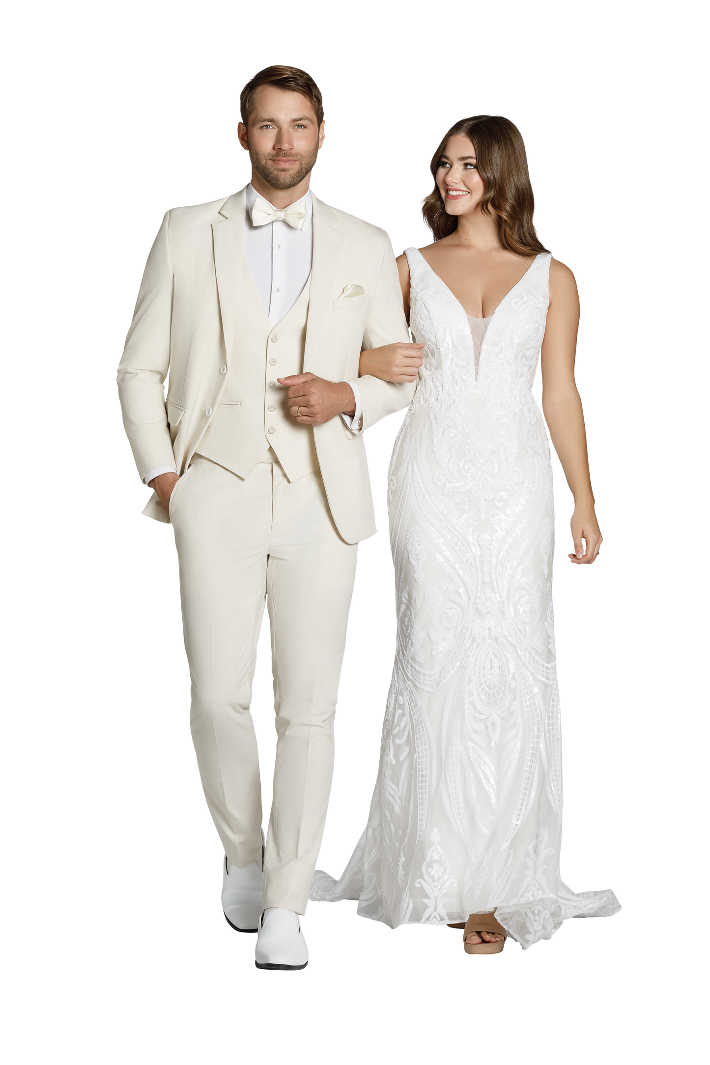 "The Metro" Men's Slim Fit Creme 3 Piece Suit