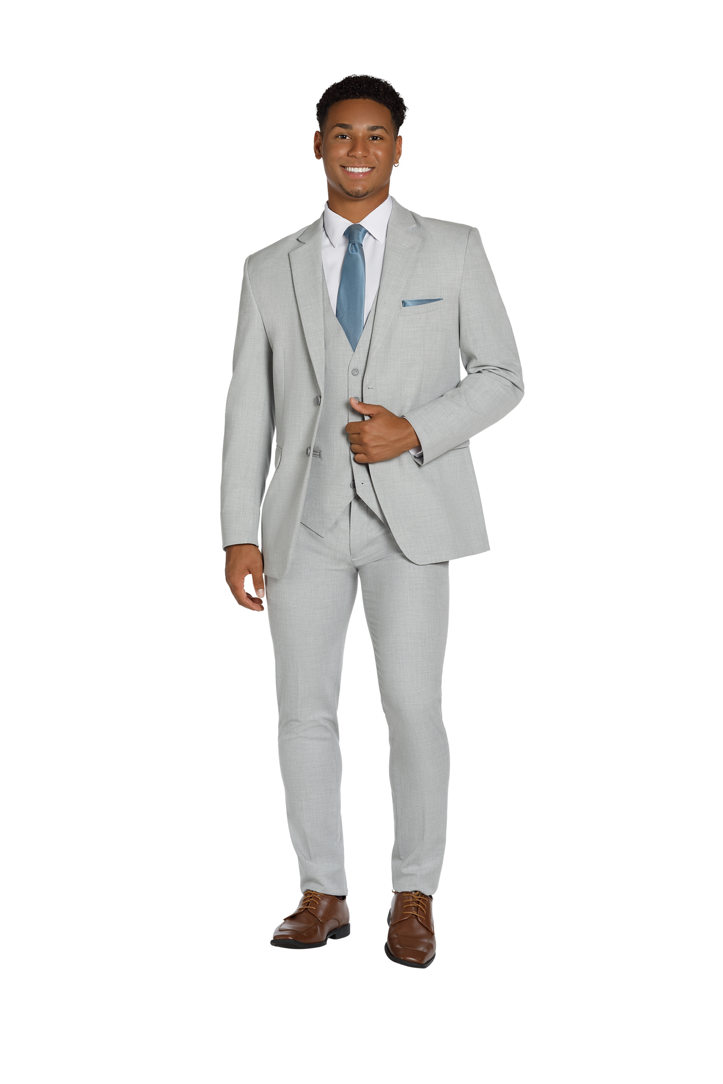 "The Metro" Men's Slim Fit Light Grey 3 Piece Suit