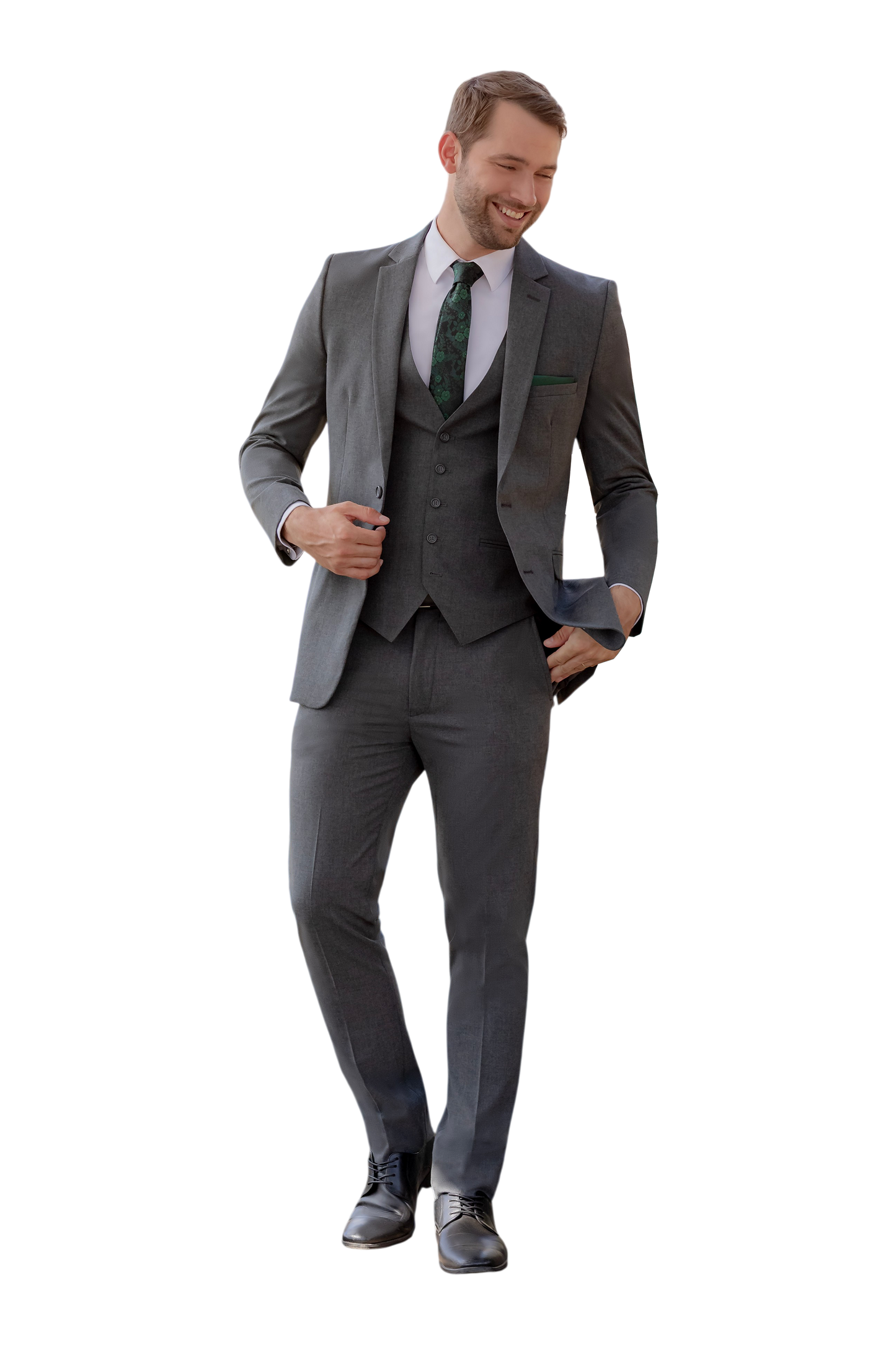 "The Metro" Men's Slim Fit Medium Grey 3 Piece Suit