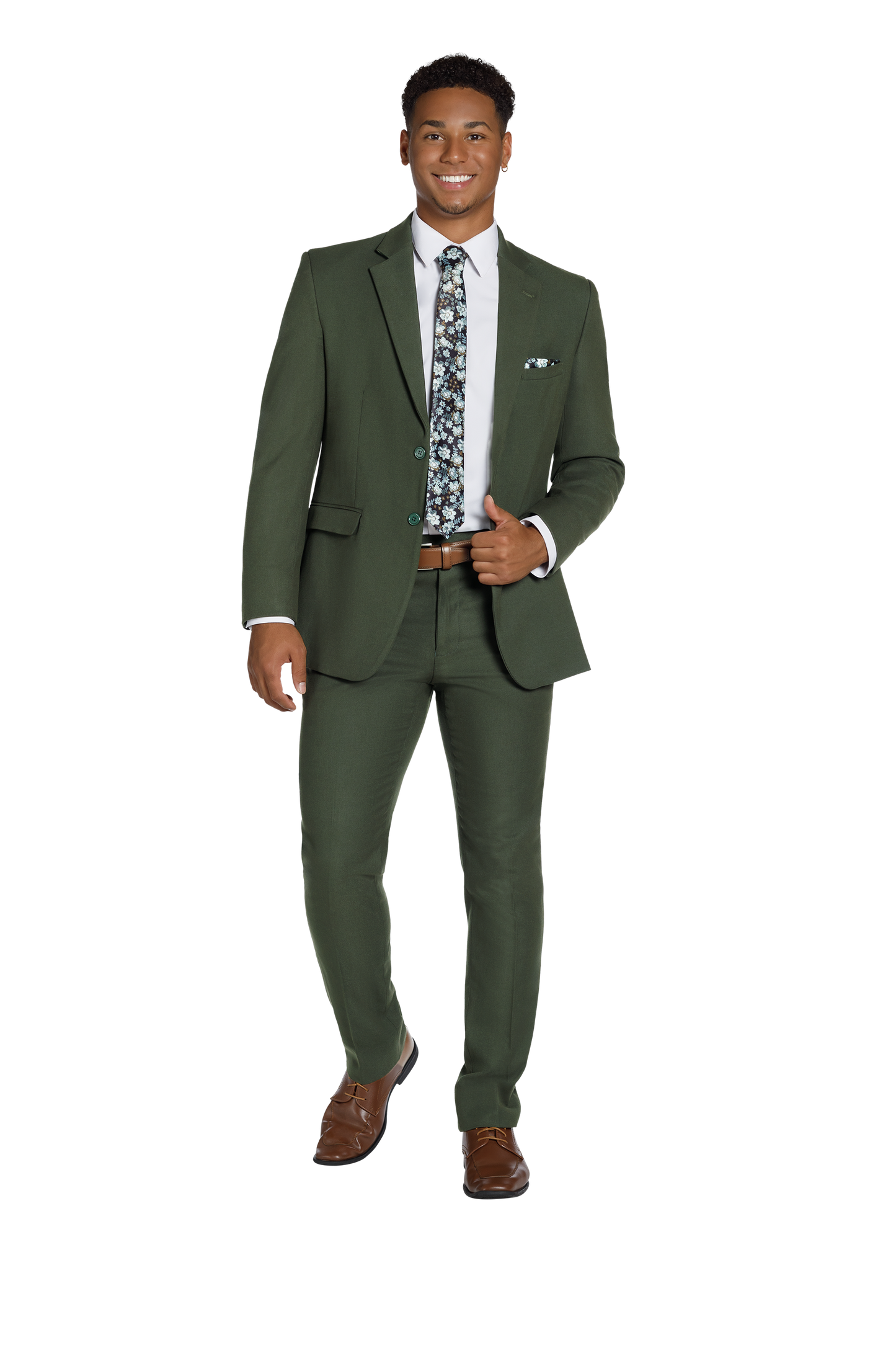 "The Metro" Men's Slim Fit OD Green 3 Piece Suit