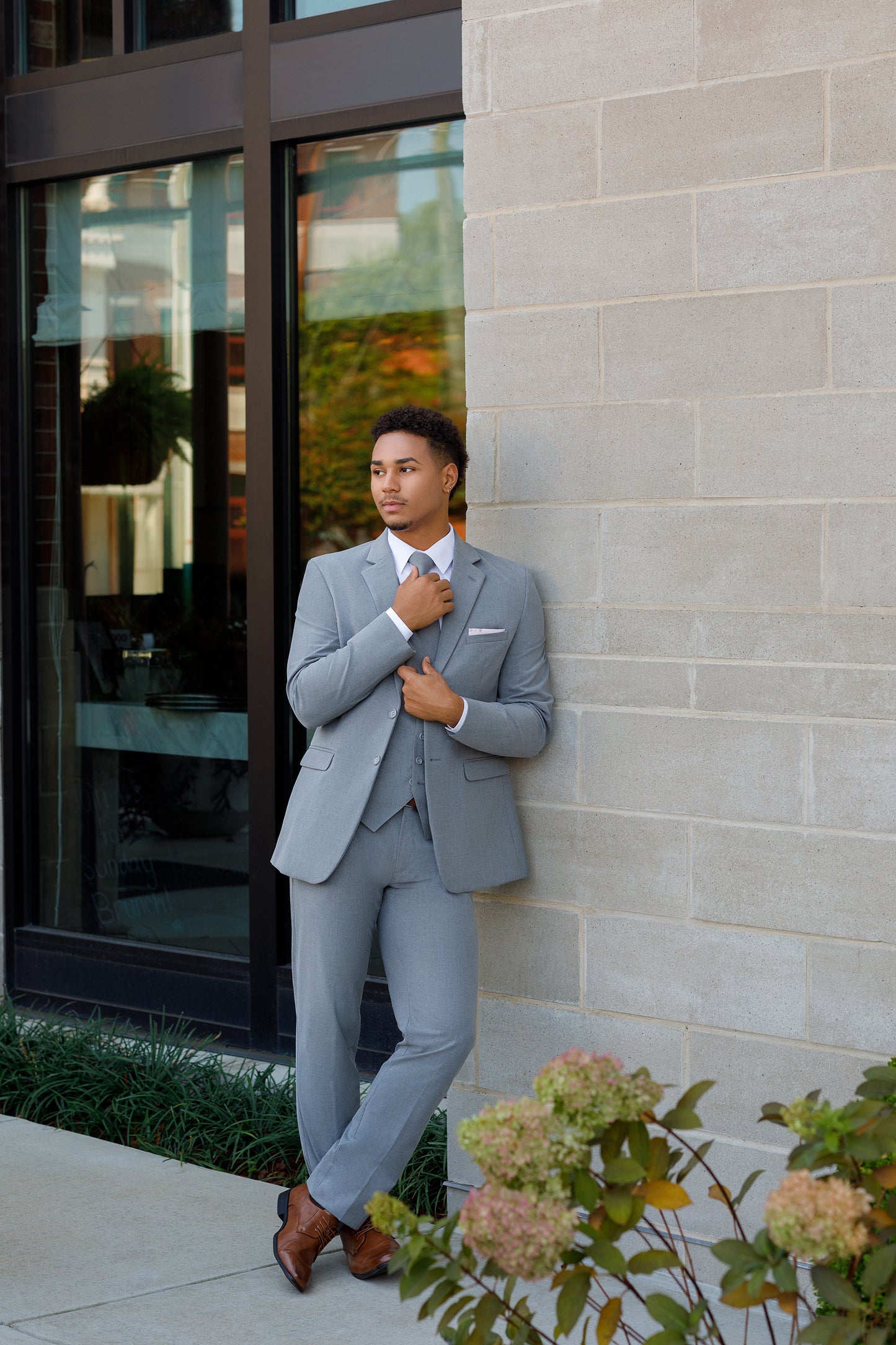 Traje ajustado Mark of Distinction, color camel, para bodas y bailes de graduación, opciones de tres piezas