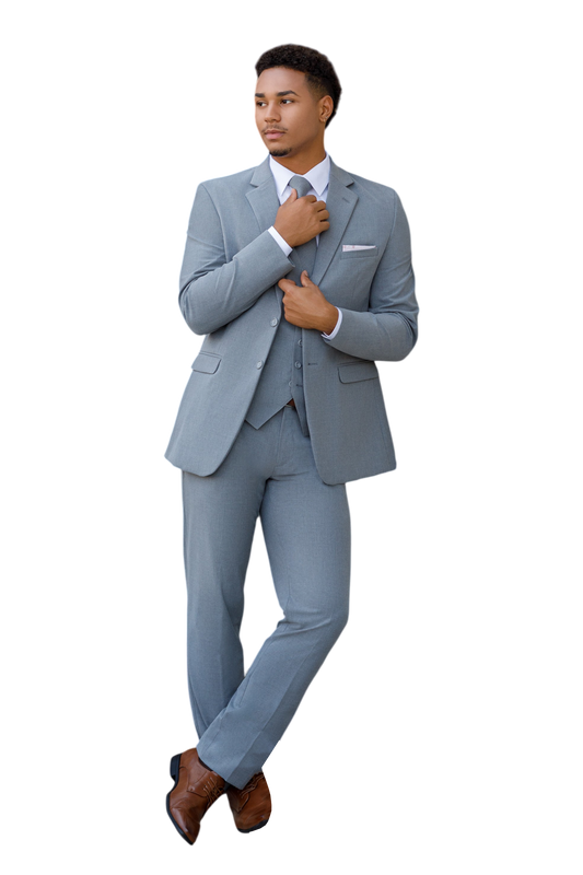 "The Metro" Men's Slim Fit Grey Stone 3 Piece Suit