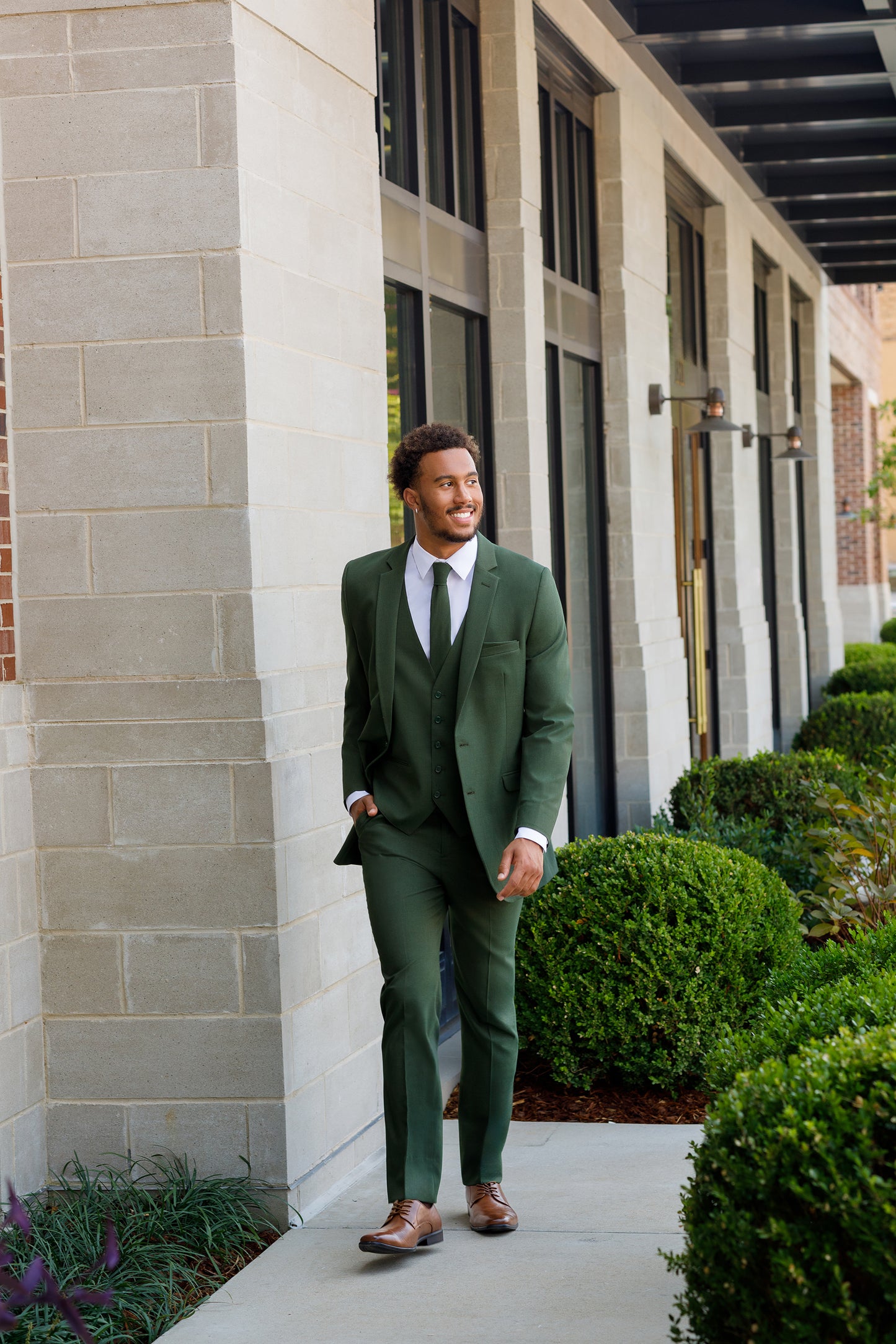 "The Metro" Men's Slim Fit OD Green 3 Piece Suit