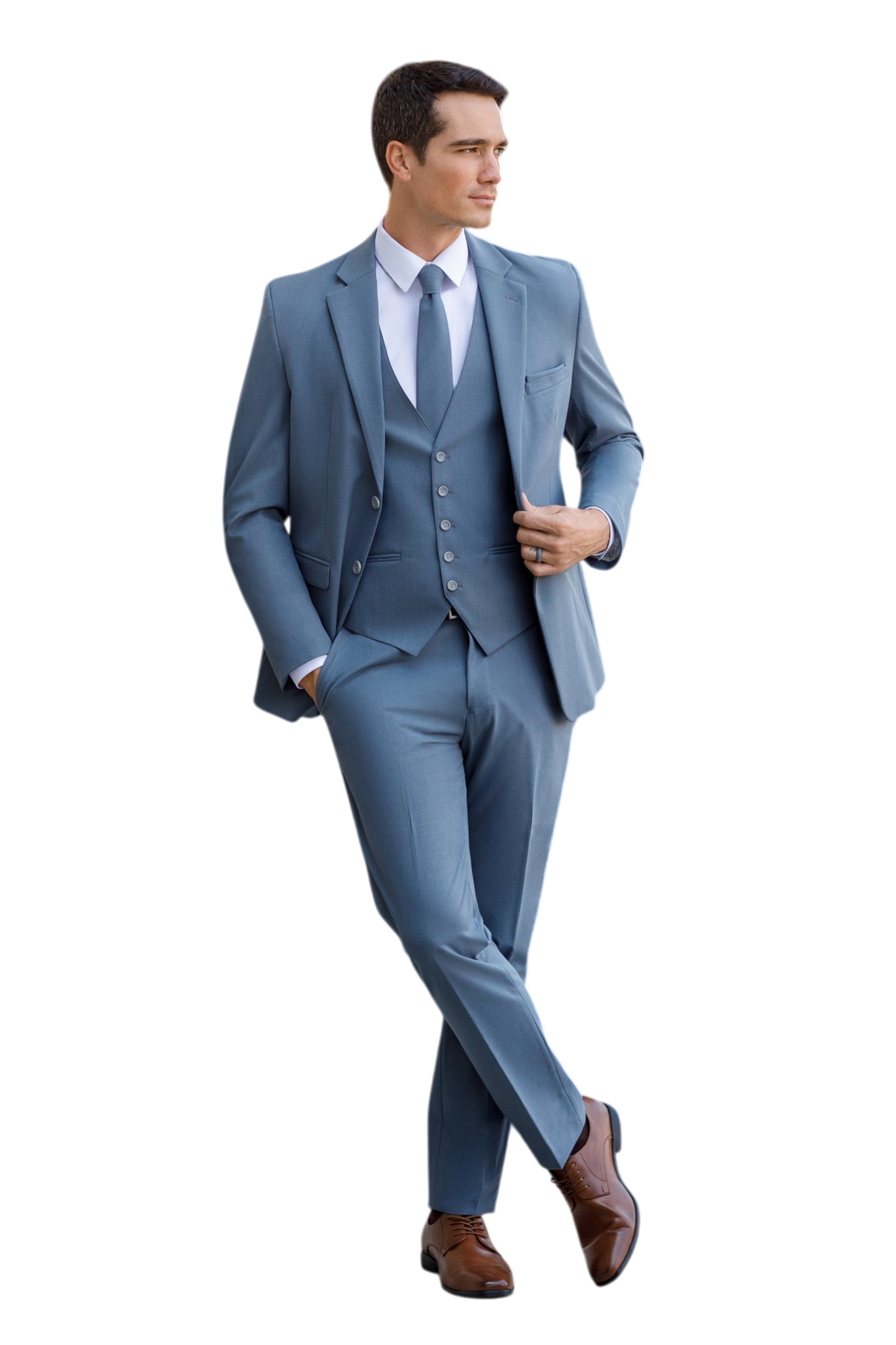 "The Metro" Men's Slim Fit Slate Blue 3 Piece Suit