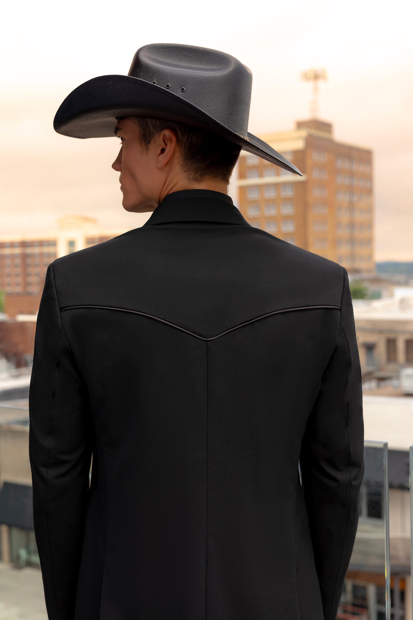 "The Dutton" Men's Slim Fit Black 3 Piece Peak Western Tuxedo