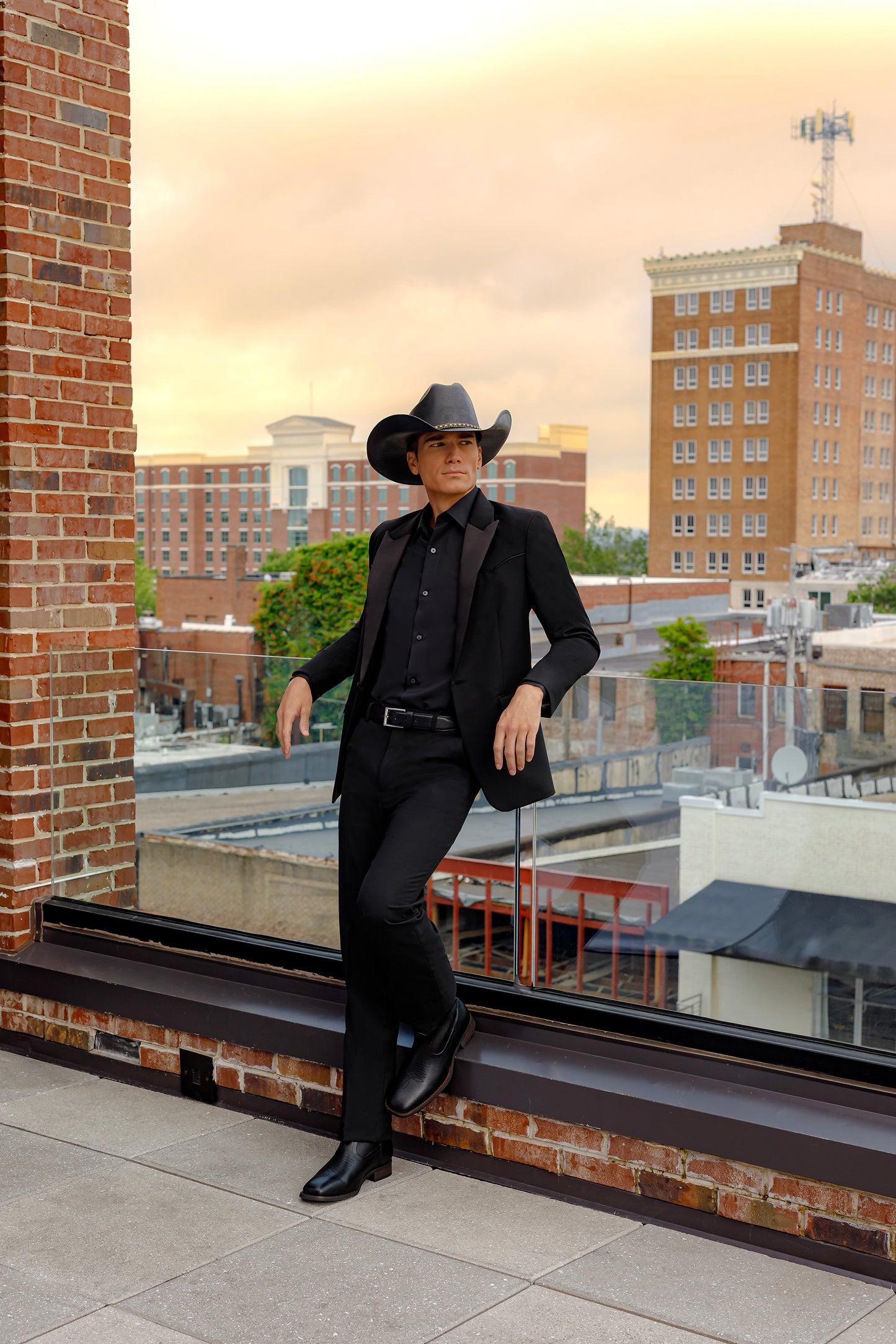 "The Dutton" Men's Slim Fit Black 3 Piece Peak Western Tuxedo