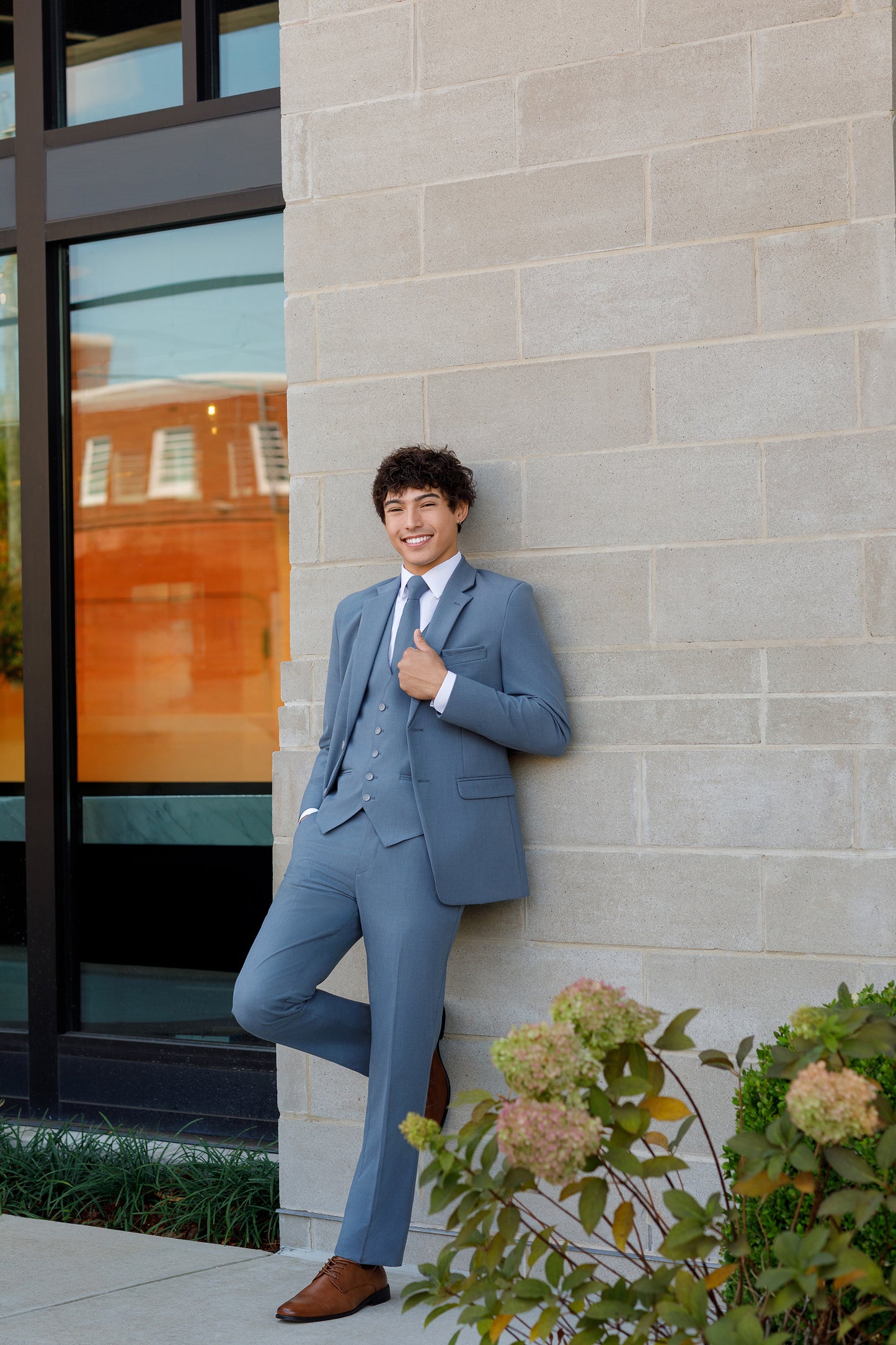 "The Metro" Men's Slim Fit Slate Blue 3 Piece Suit