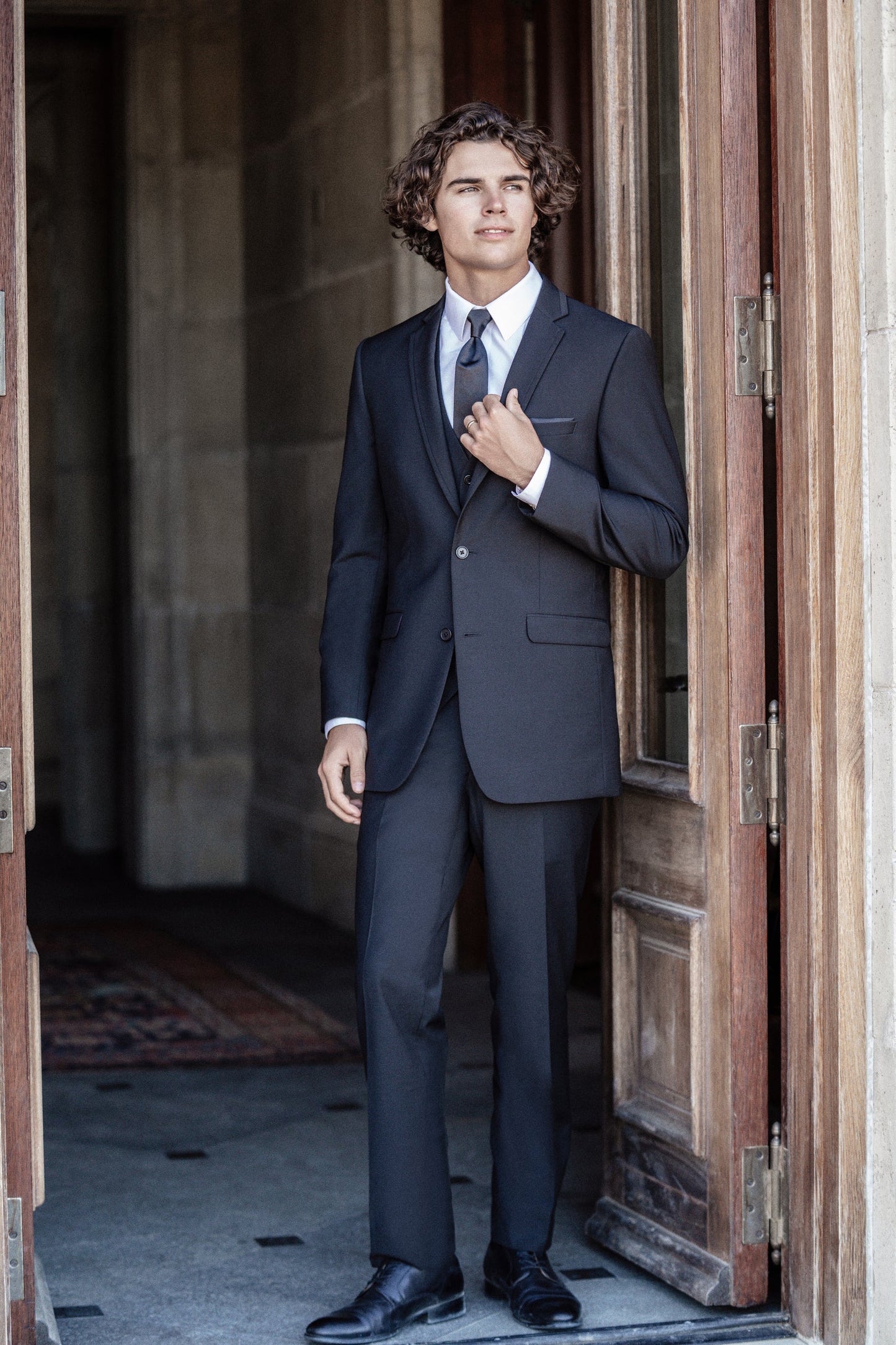Traje ajustado Mark of Distinction, color camel, para bodas y bailes de graduación, opciones de tres piezas
