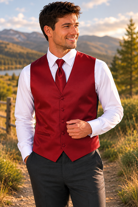 Men’s Solid Color Vest Set – 40+ Colors