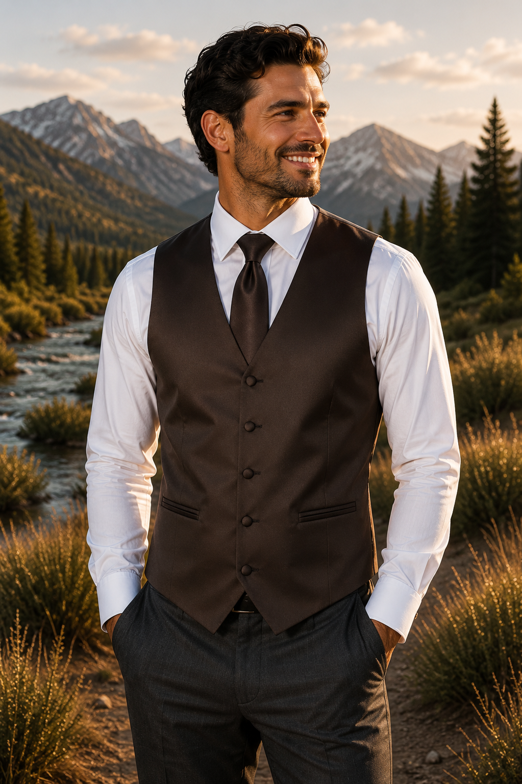 Conjuntos de chaleco y corbata de esmoquin para hombre, diseño de espalda completa en colores populares para bodas formales