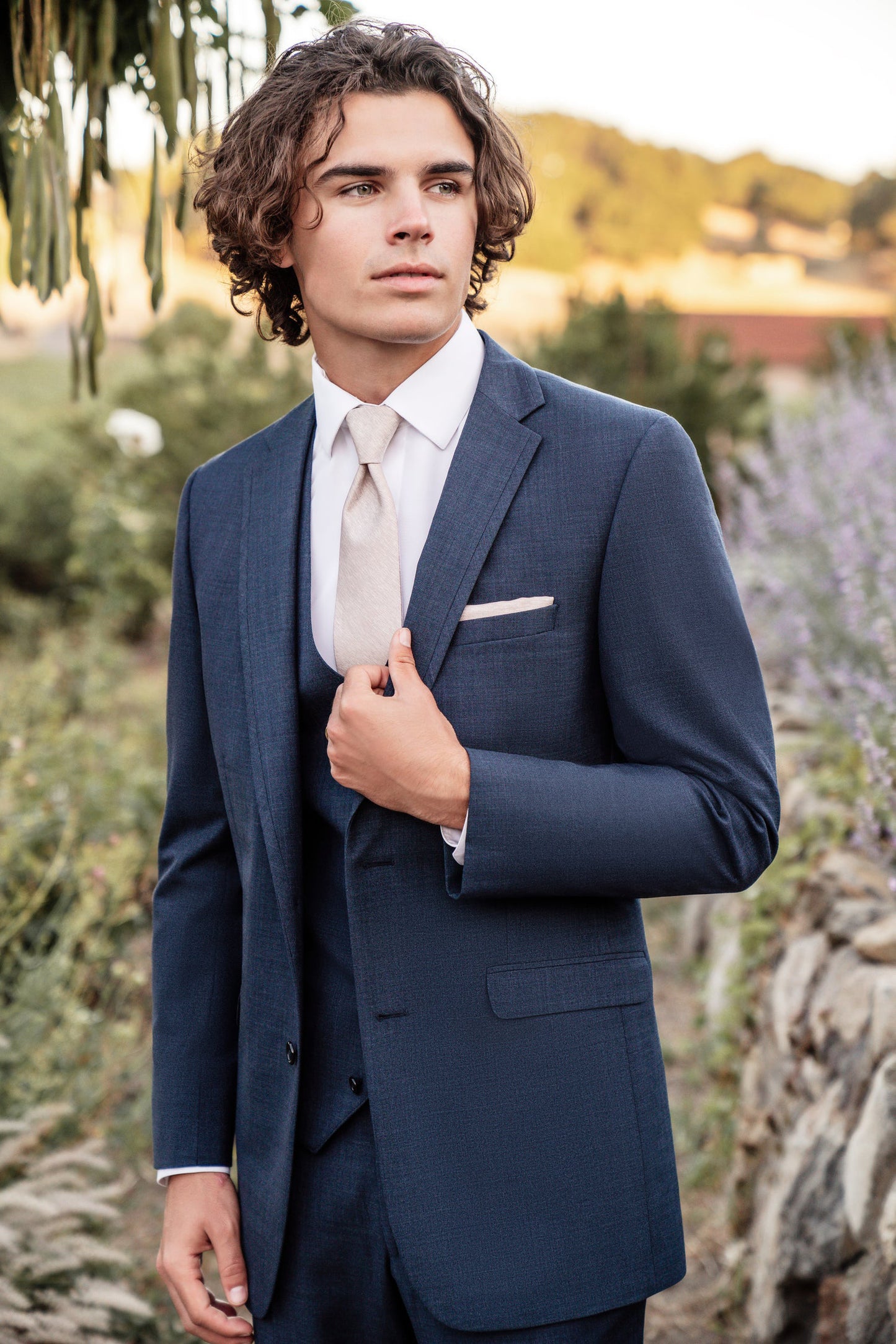 "The Ridge" Slim Fit Denim Blue Three-Piece Suit