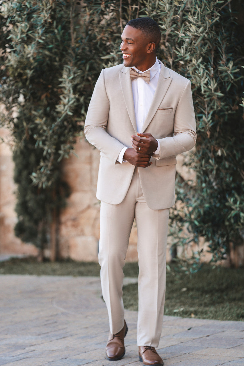 Traje ajustado Mark of Distinction, color camel, para bodas y bailes de graduación, opciones de tres piezas