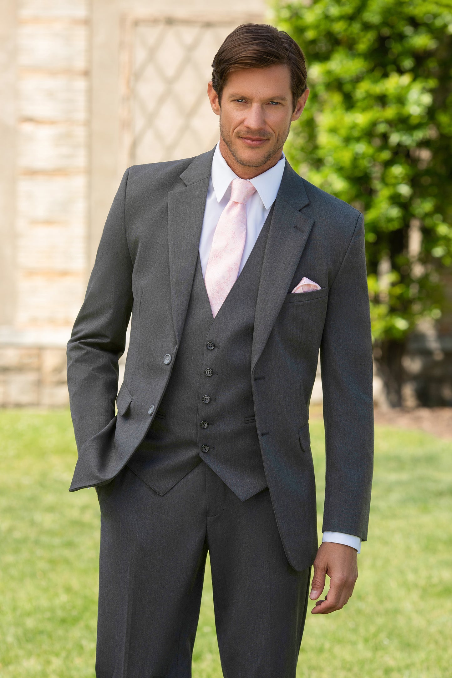 "The Metro" Men's Slim Fit Medium Grey 3 Piece Suit