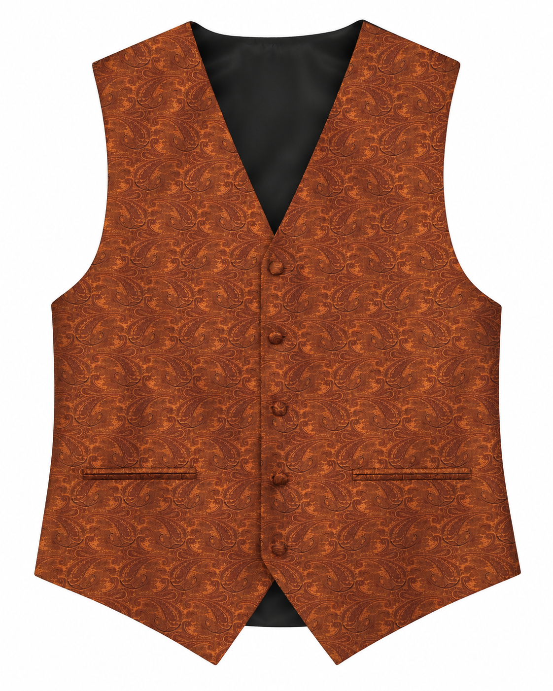 Paisley Burnt Orange men's vest set vest-only product view on white