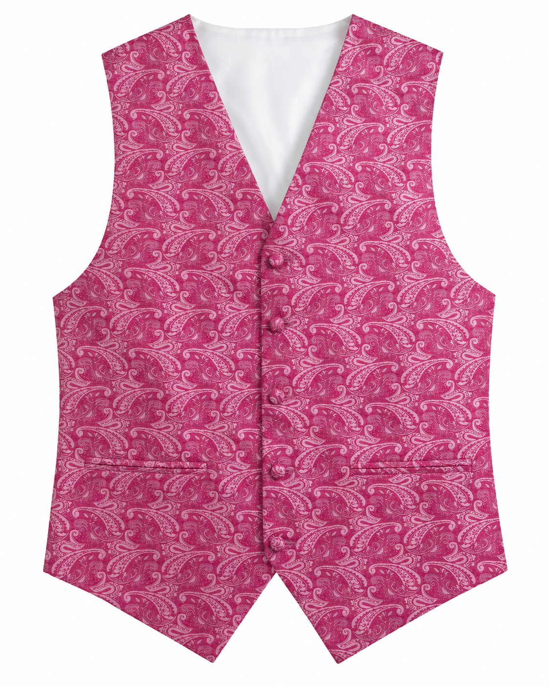 Paisley Hot Pink men's vest set vest-only product view on white
