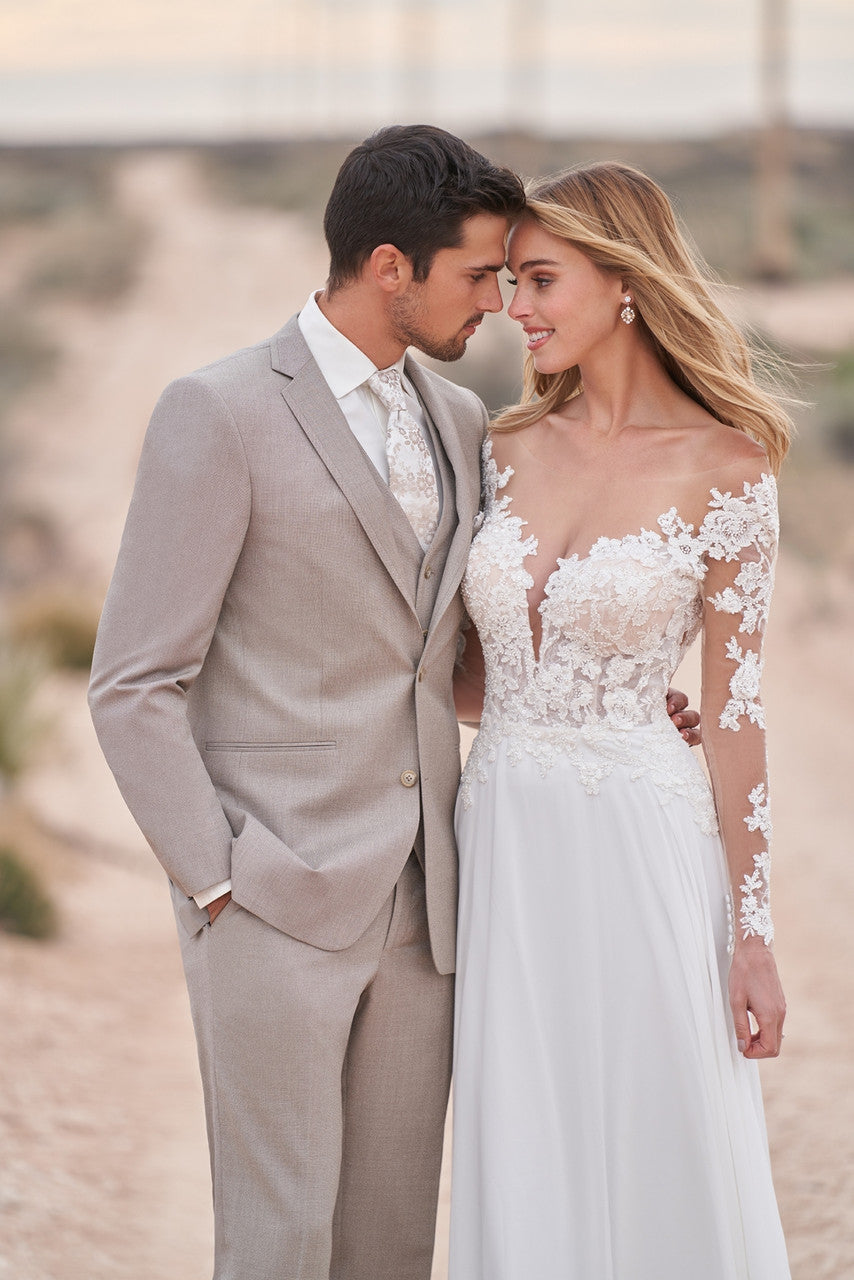 Traje ajustado Mark of Distinction, color camel, para bodas y bailes de graduación, opciones de tres piezas