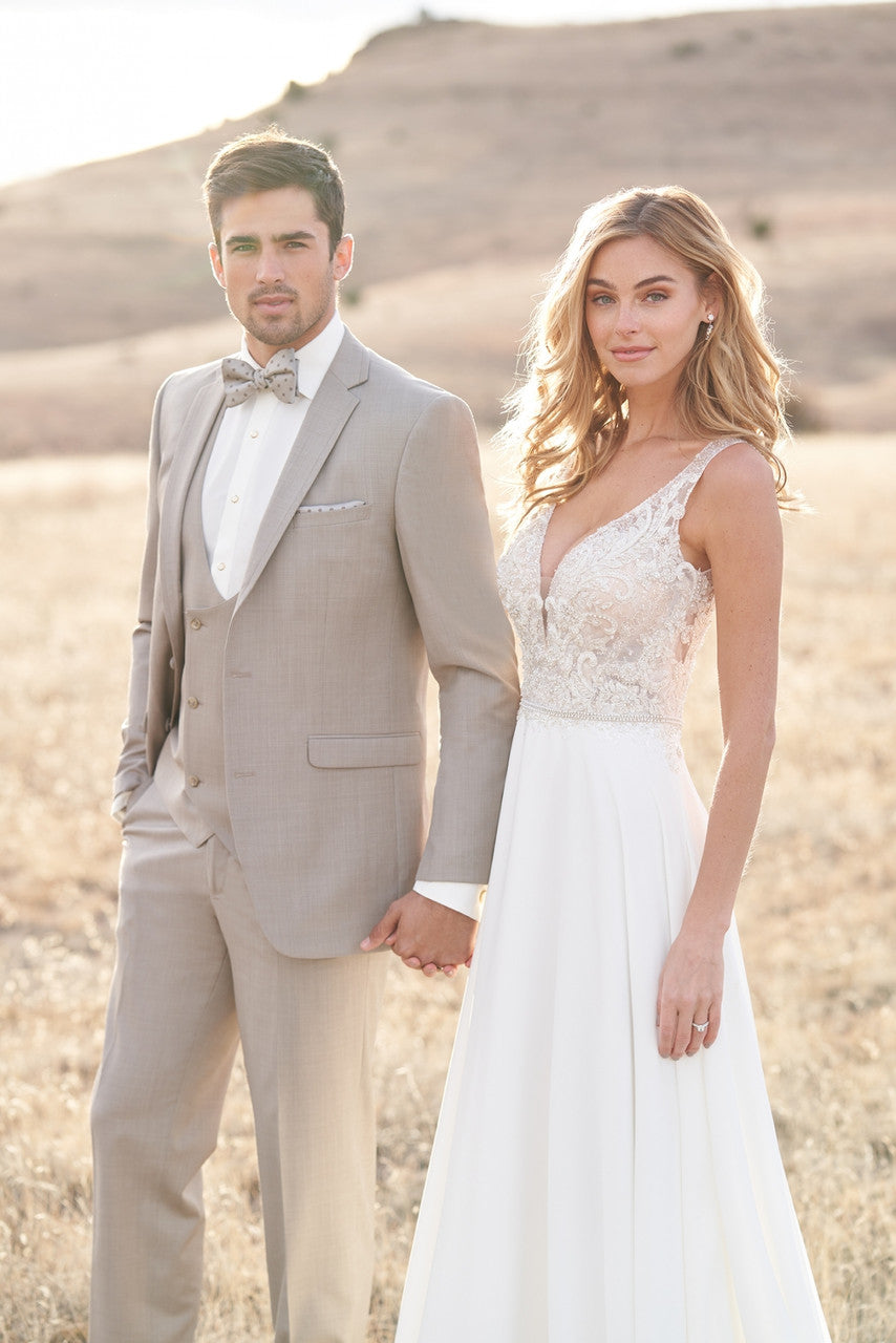 Traje ajustado Mark of Distinction, color camel, para bodas y bailes de graduación, opciones de tres piezas