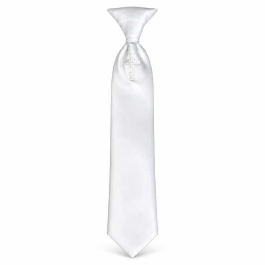 Necktie Embroidery Religious Cross for Boys First Holy Communion — professional product photograph