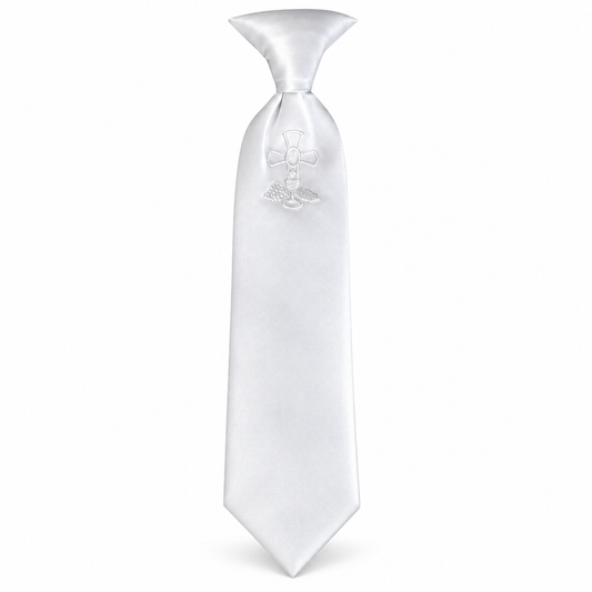 Necktie with Embroidery Communion Cross for Boys First Holy Communion — professional product photograph