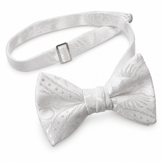 Premium Satin Clergy Jacquard Bow Tie | First Holy Communion — professional product photograph