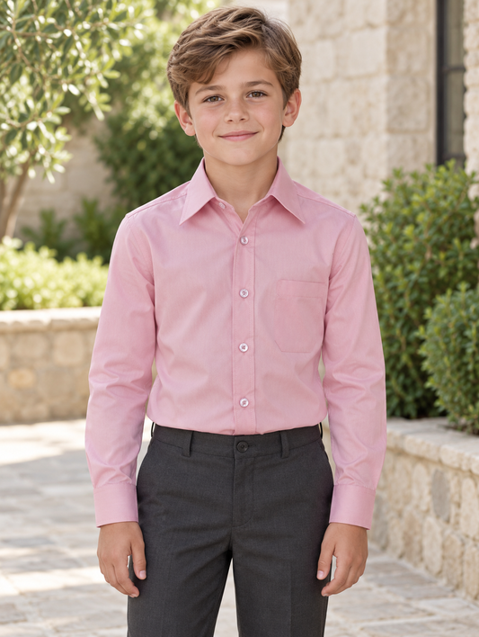 Boys Slim Fit Long Sleeve Dress Shirt | 10 Colors, Sizes 2-18 — professional product photograph