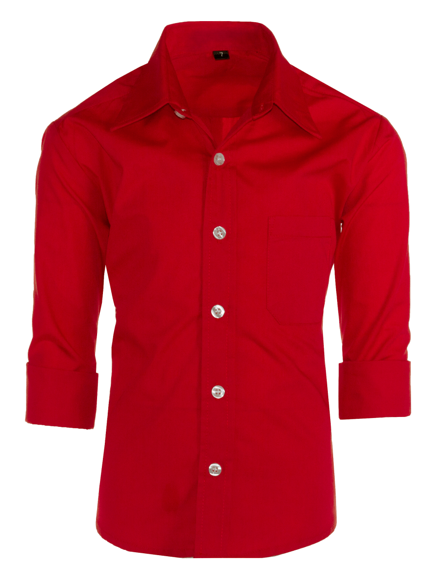 Boys Slim Fit Long Sleeve Dress Shirt – Button - Front, Chest Pocket, Adjustable Cuffs, Available in 10 Colors, Sizes 2 - 18 - Tuxgear